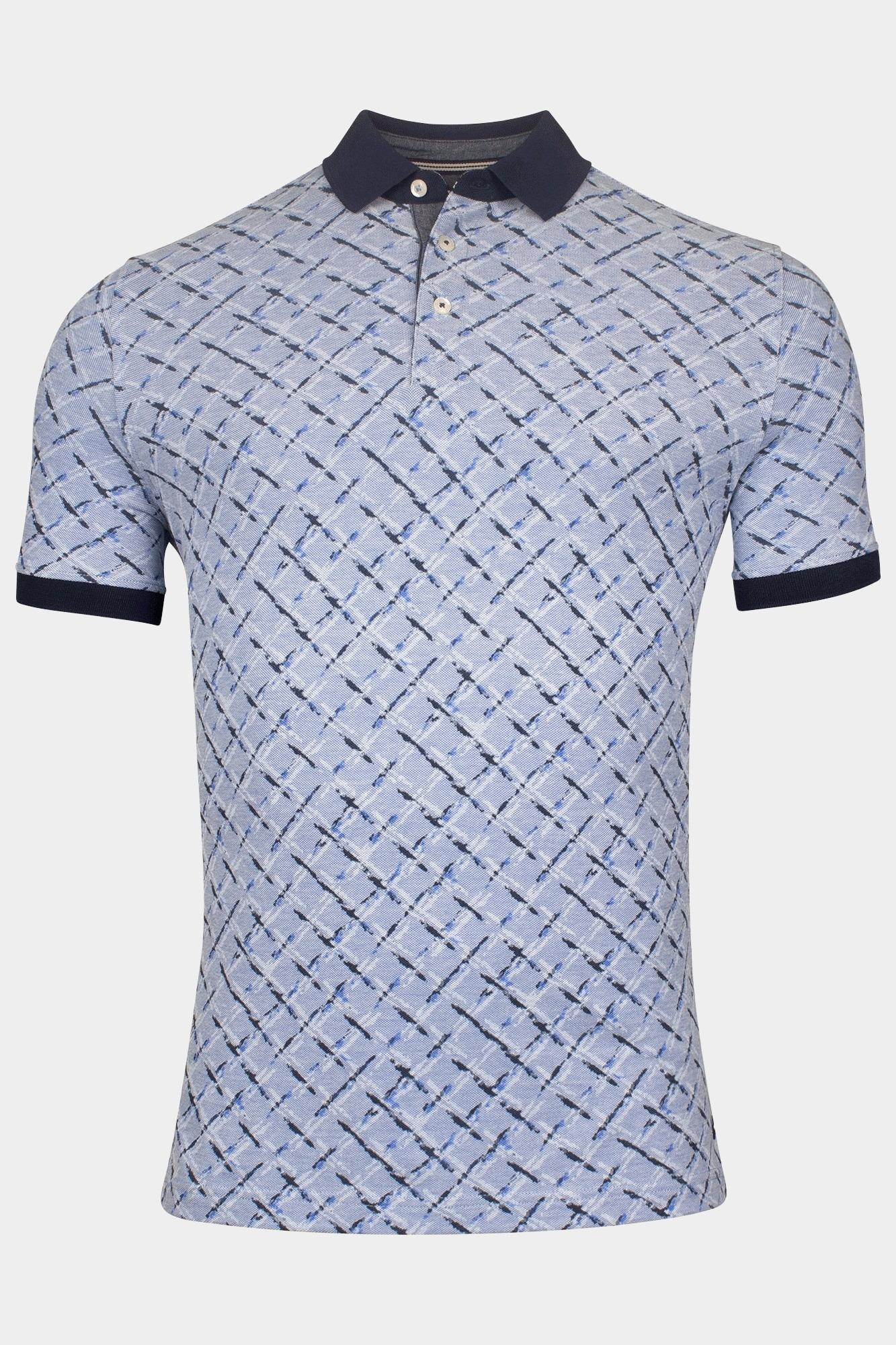 Baileys Polo korte mouw Blauw Poloshirt  2-tone Pique all o 515228/63