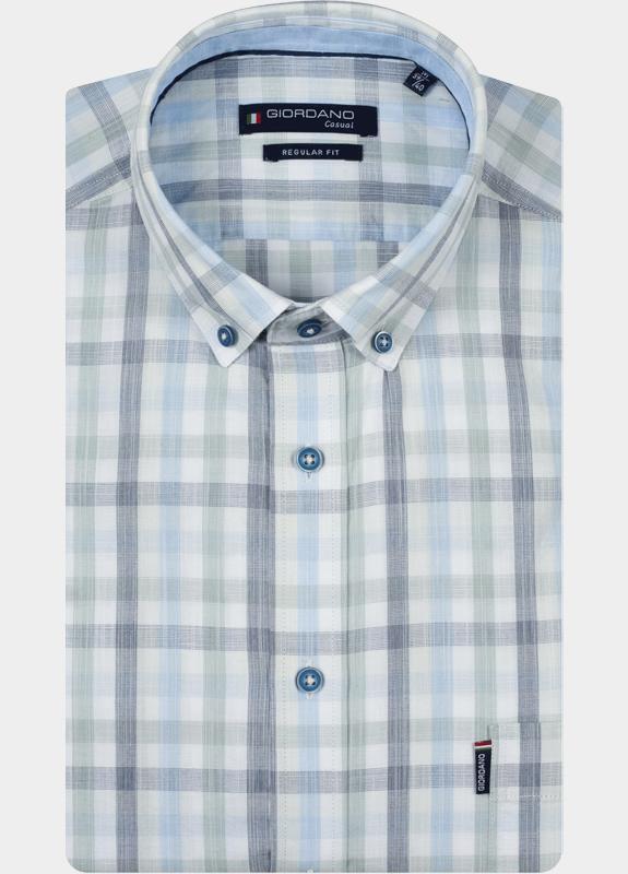 Giordano overhemd korte mouw heren Groen League Short Sleeve Button Do 616340/71