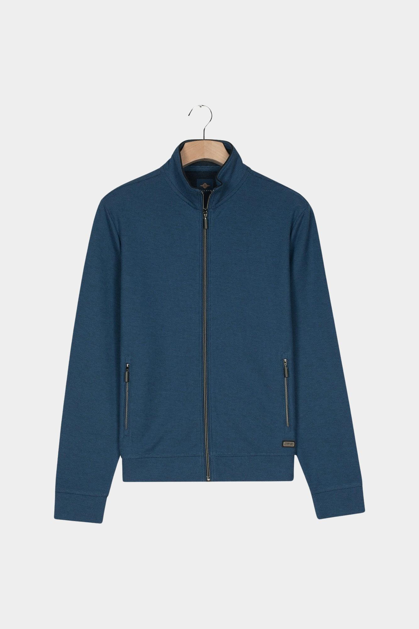 Baileys Vest Blauw Sweat Cardigan Zip  Jacquard 522256/650