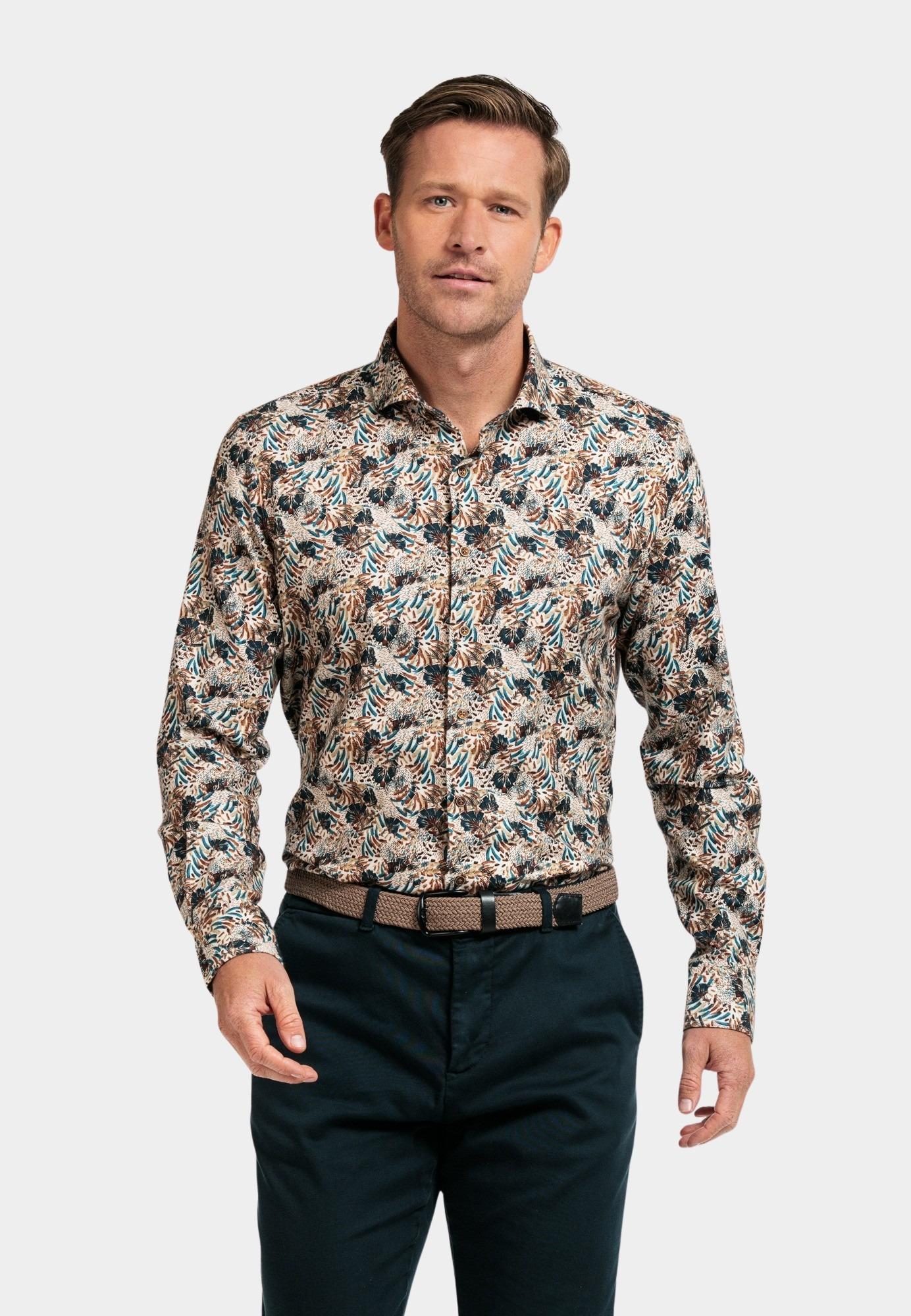 Giordano Casual hemd lange mouw Wit Row, LS Cutaway Bold Colourfu 427820/81