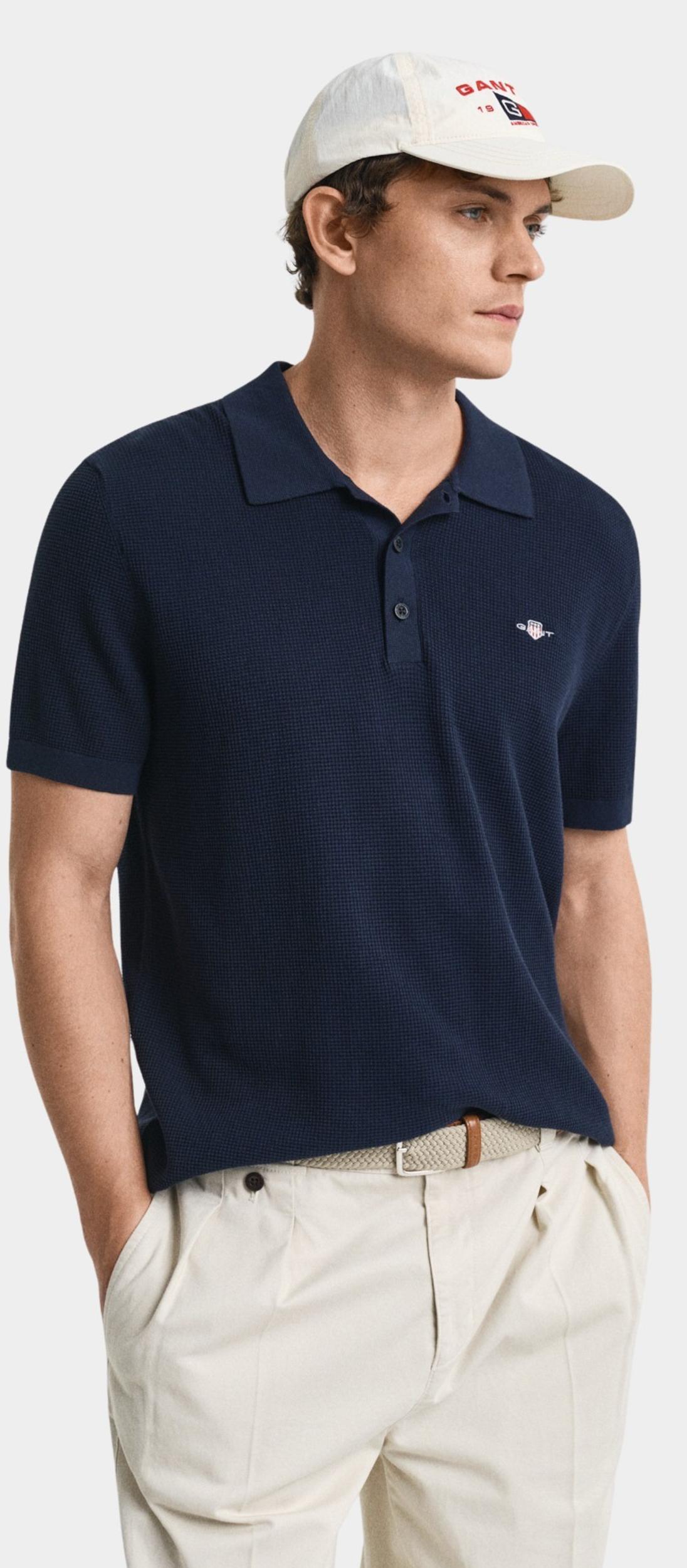 Gant Polo korte mouw Blauw MICRO TEXTURED COTTON SS POLO 8030242/433