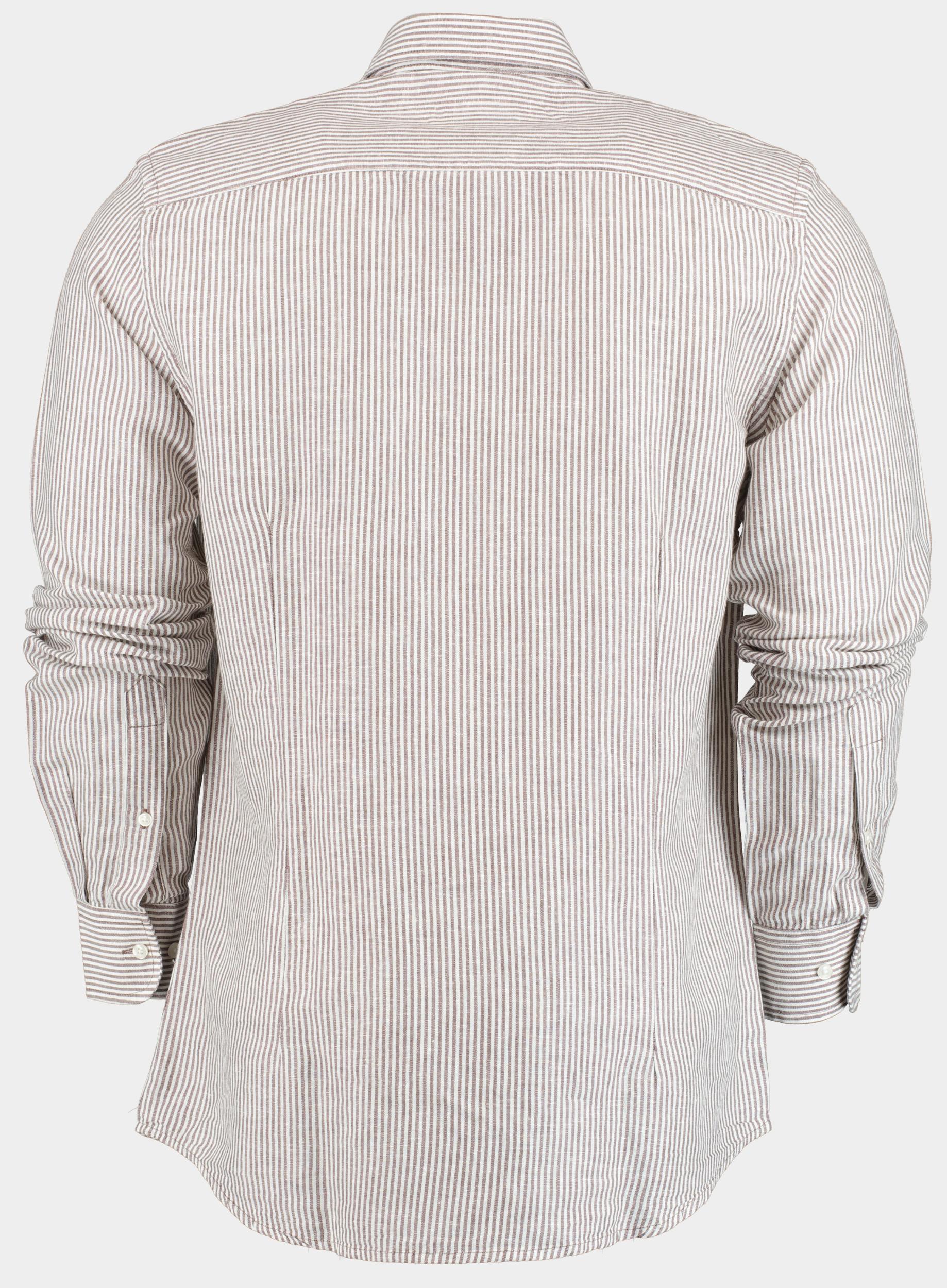 Born With Appetite Casual hemd lange mouw Bruin Curtis Li-co Shirt Fine Strip 25107CU03/870 dark brown