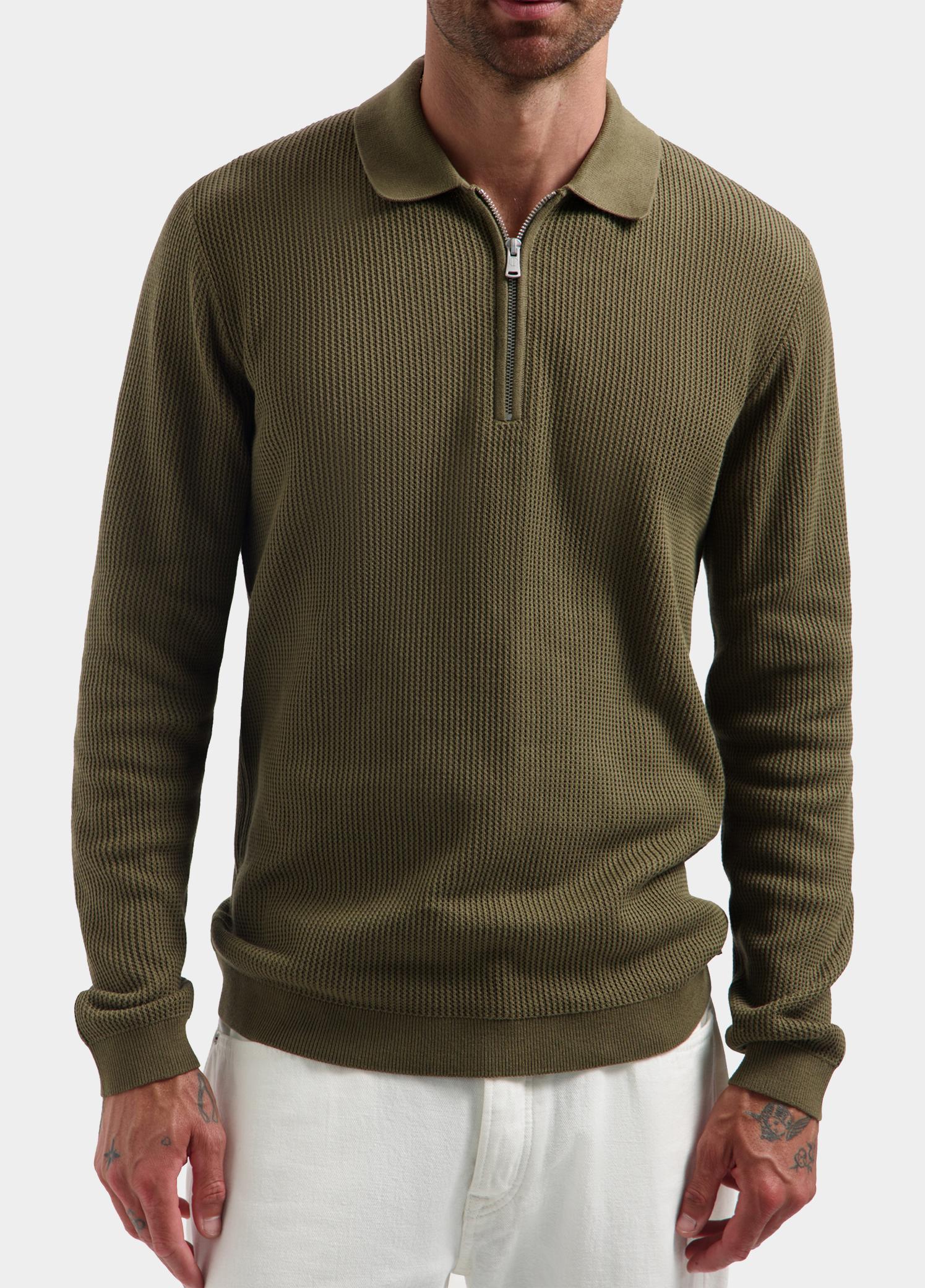 Dstrezzed Polo lange mouwen heren Grijs Kostas Zip 406054/836