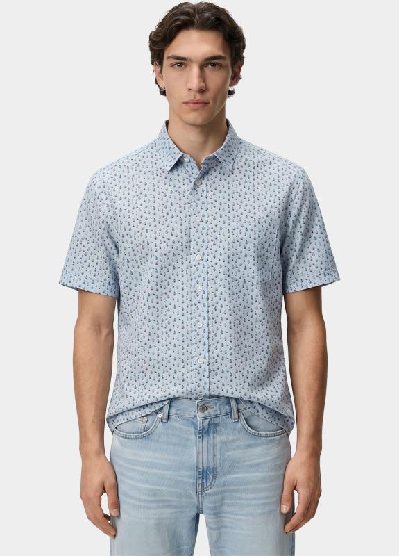 R.B. Boston overhemd korte mouw heren Blauw Marshall SS Button Down 616670/623