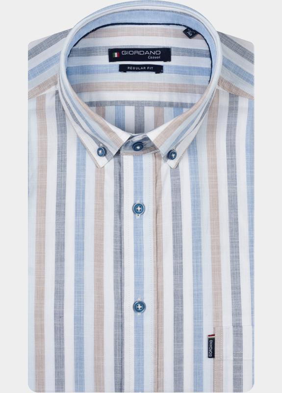 Giordano overhemd korte mouw heren Blauw League Short Sleeve Button Do 616140/61