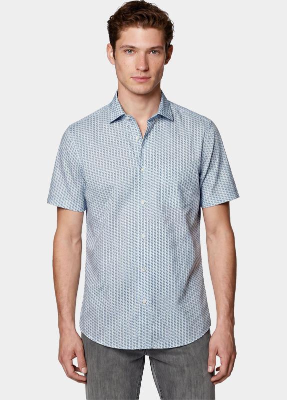 R.B. Boston overhemd korte mouw heren Blauw Marshall SS Button Down 616670/609