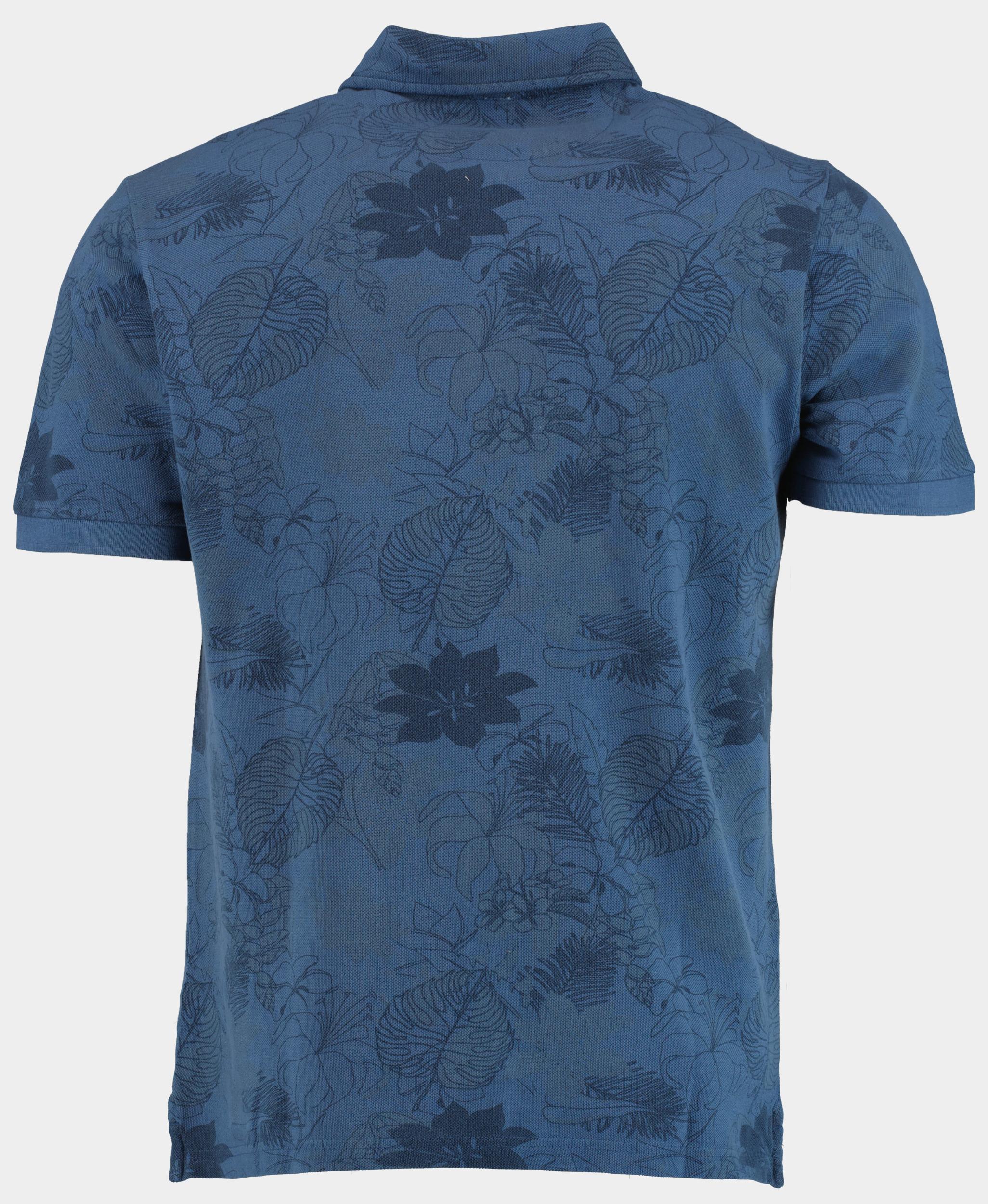 Bos Polo korte mouw Blauw Polo print 2822425/215 Denim