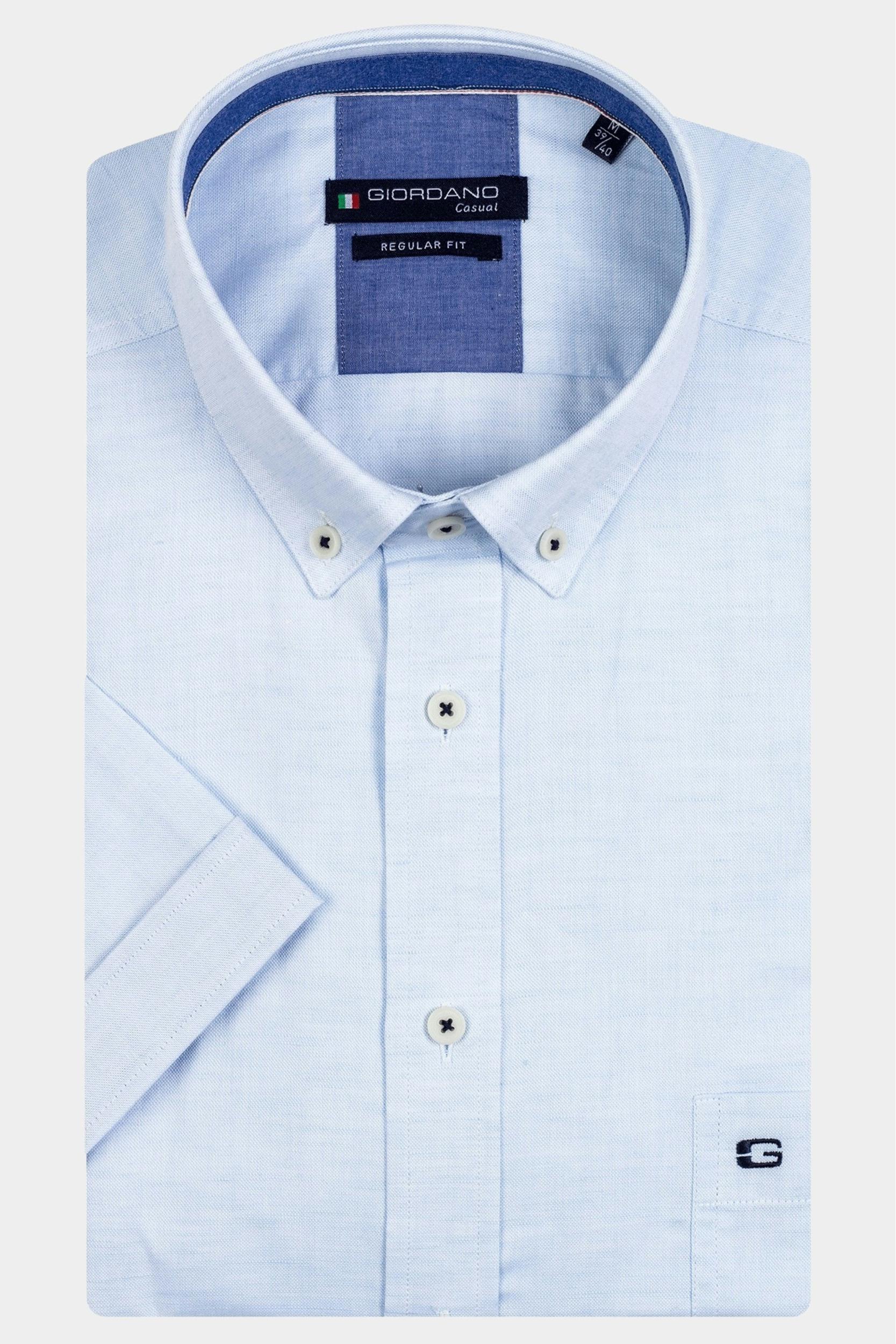 Giordano Casual hemd korte mouw Blauw League 316005/62