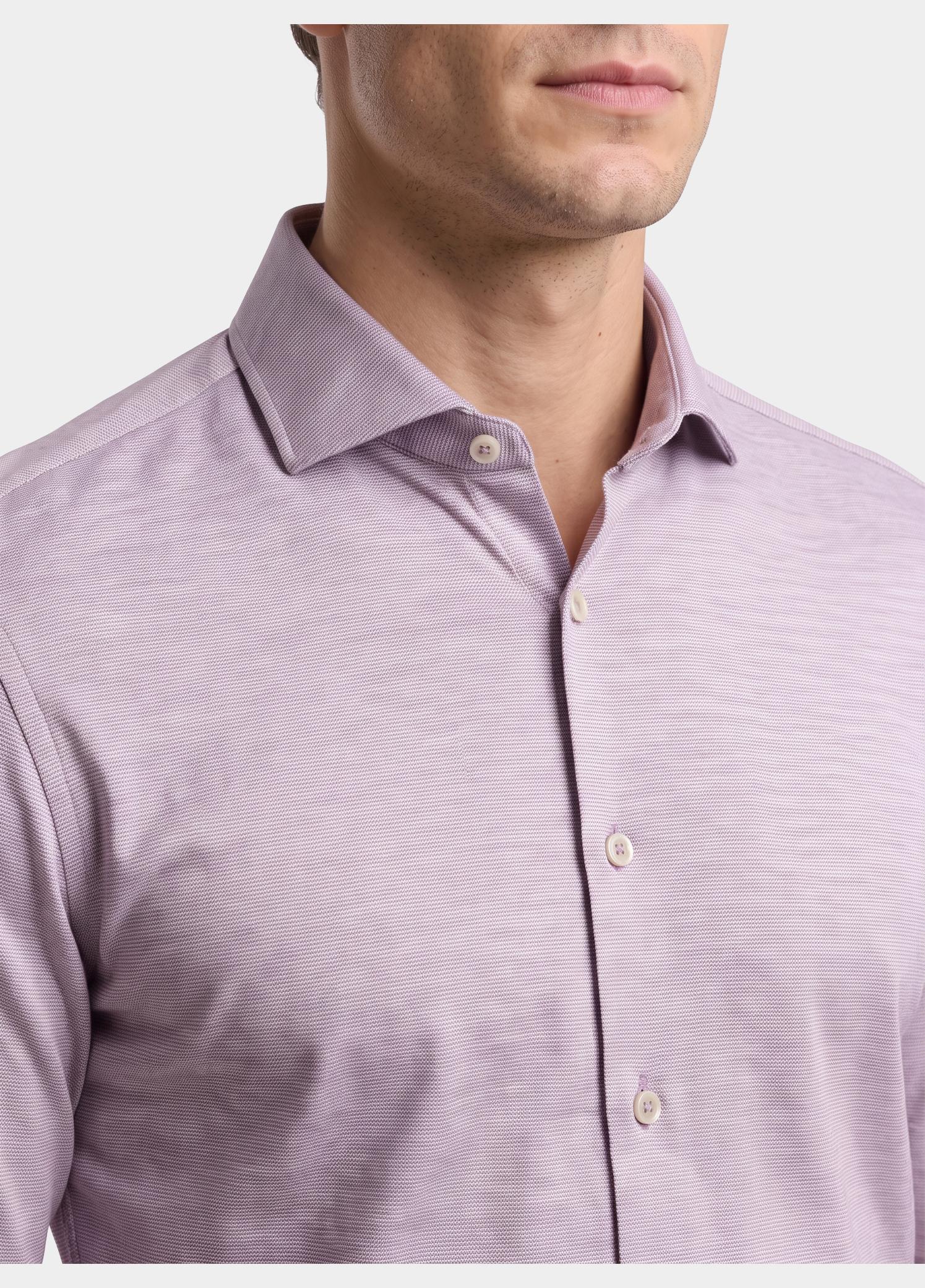 R2 Amsterdam Overhemd extra lange mouw Paars Knitted polyester sorona shir 134.WSP.XLS.013/084