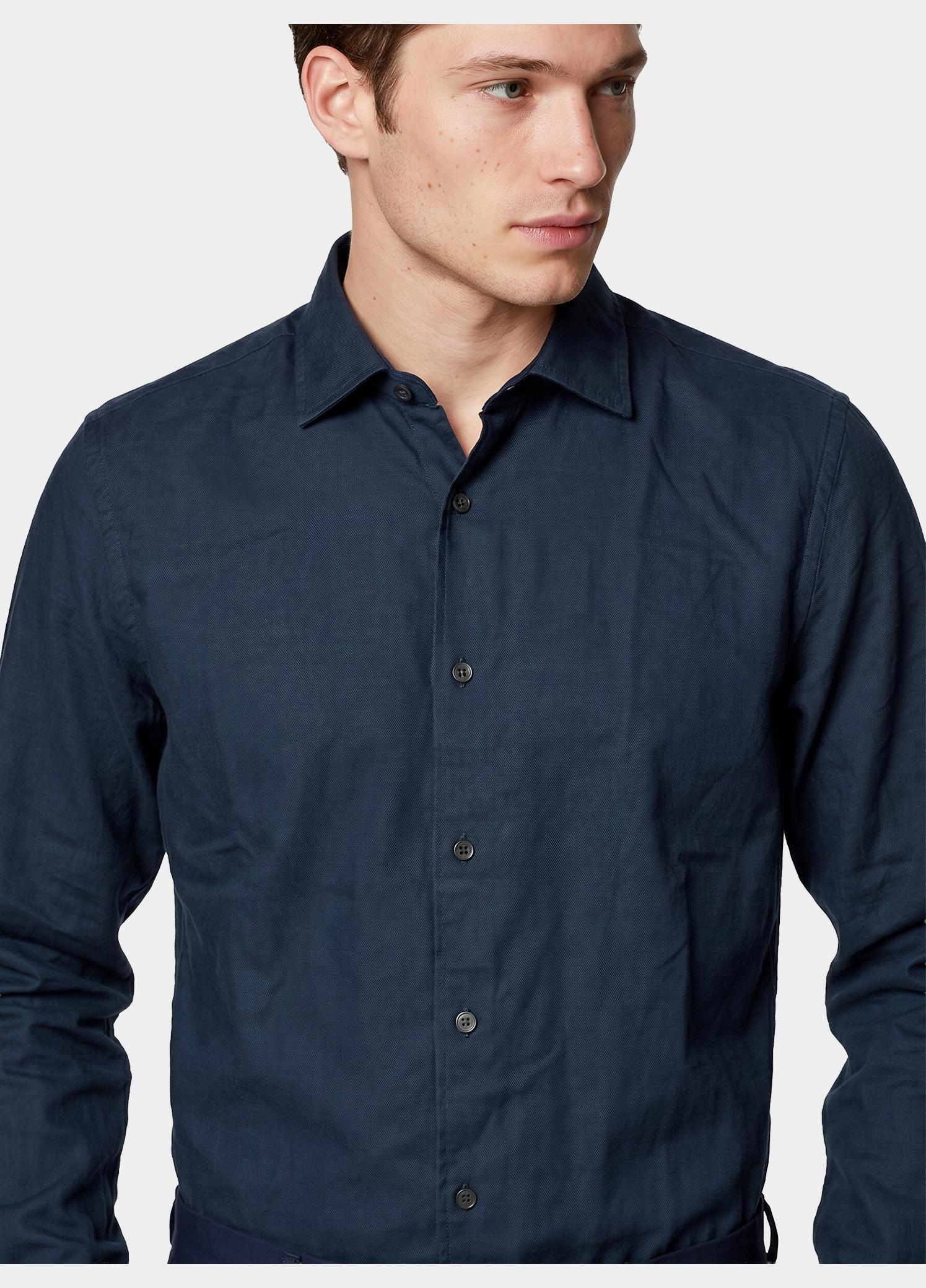 Bos Casual hemd lange mouw Blauw Linnen Shirt 5405.426/208