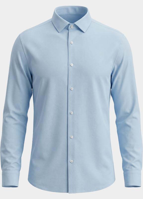 Bos Overhemd heren Blauw van jersey met cutaway boord 3505/baby blue