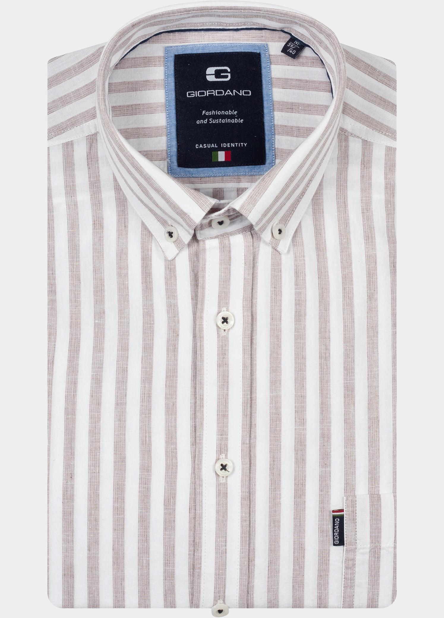 Giordano Overhemd heren Bruin Brando Long Sleeve Button Dow 617119/80