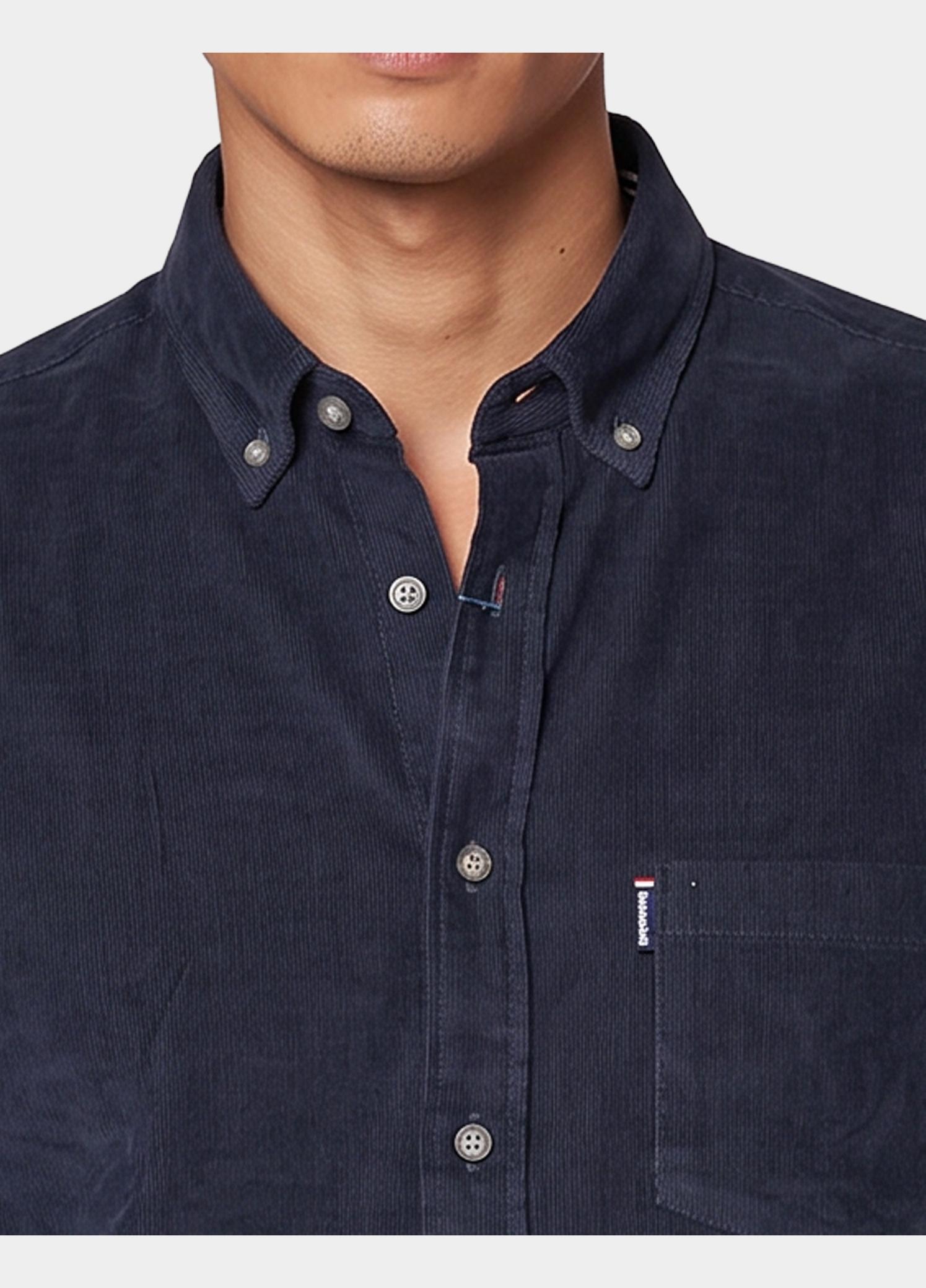 Giordano Overhemd heren Zwart Dino Babycord and check 627007/60
