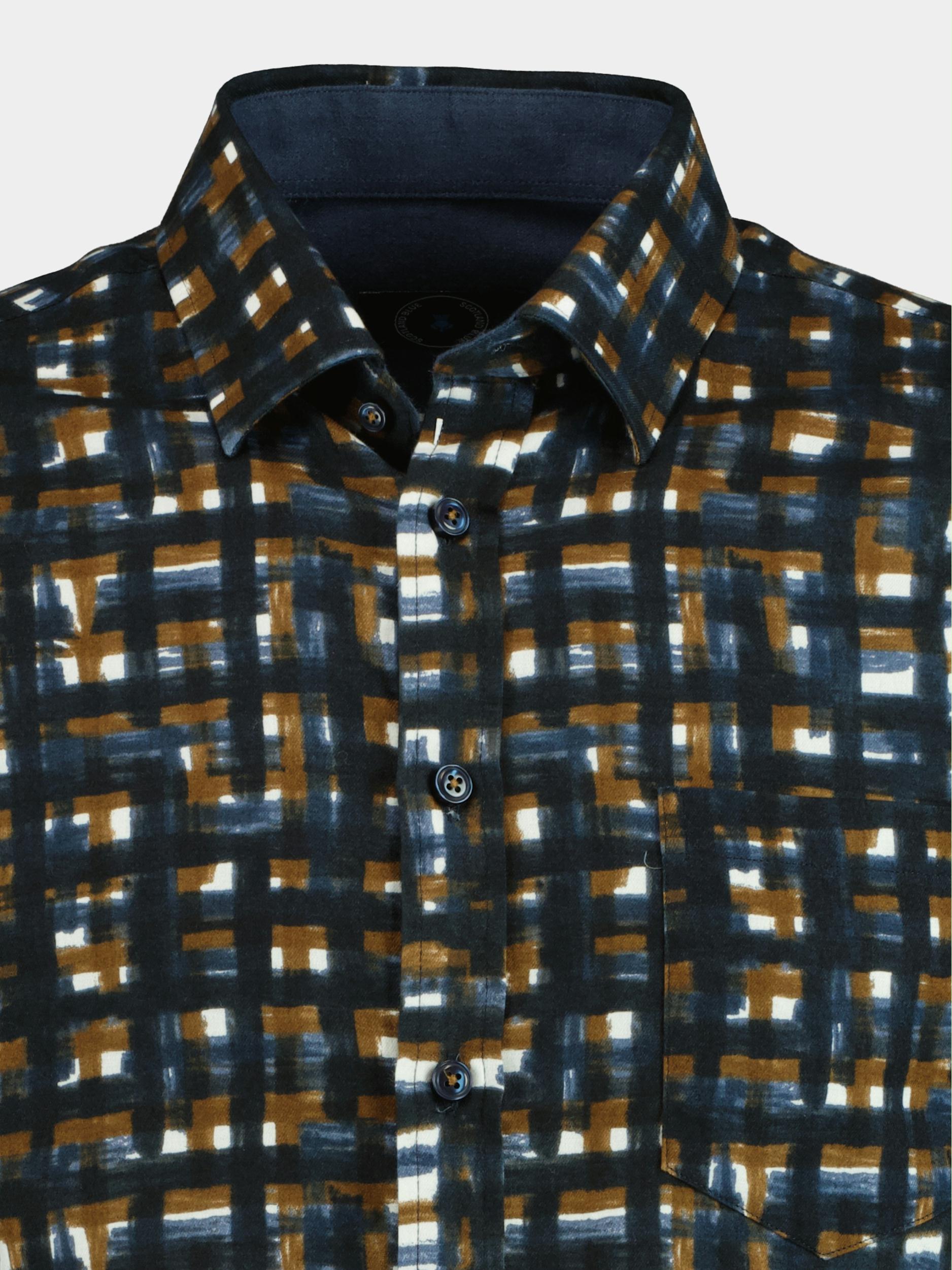 Scotland Blue Casual hemd lange mouw Bruin Ward Flanel Dig Printed Shirt 22307WA05SB/359 khaki