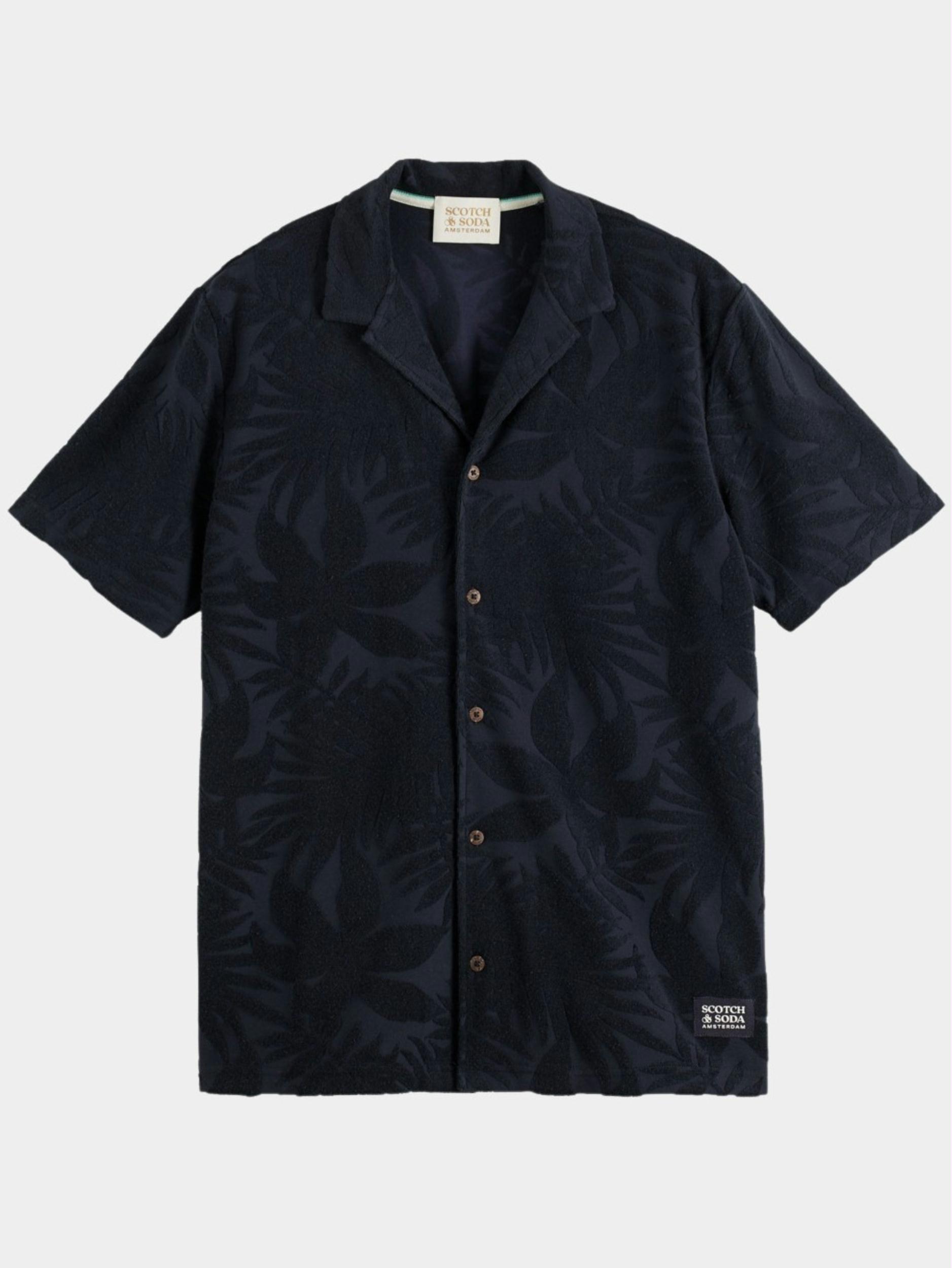 Scotch Soda Casual hemd korte mouw Blauw Terry jacquard short sleeve sh 171639 0004
