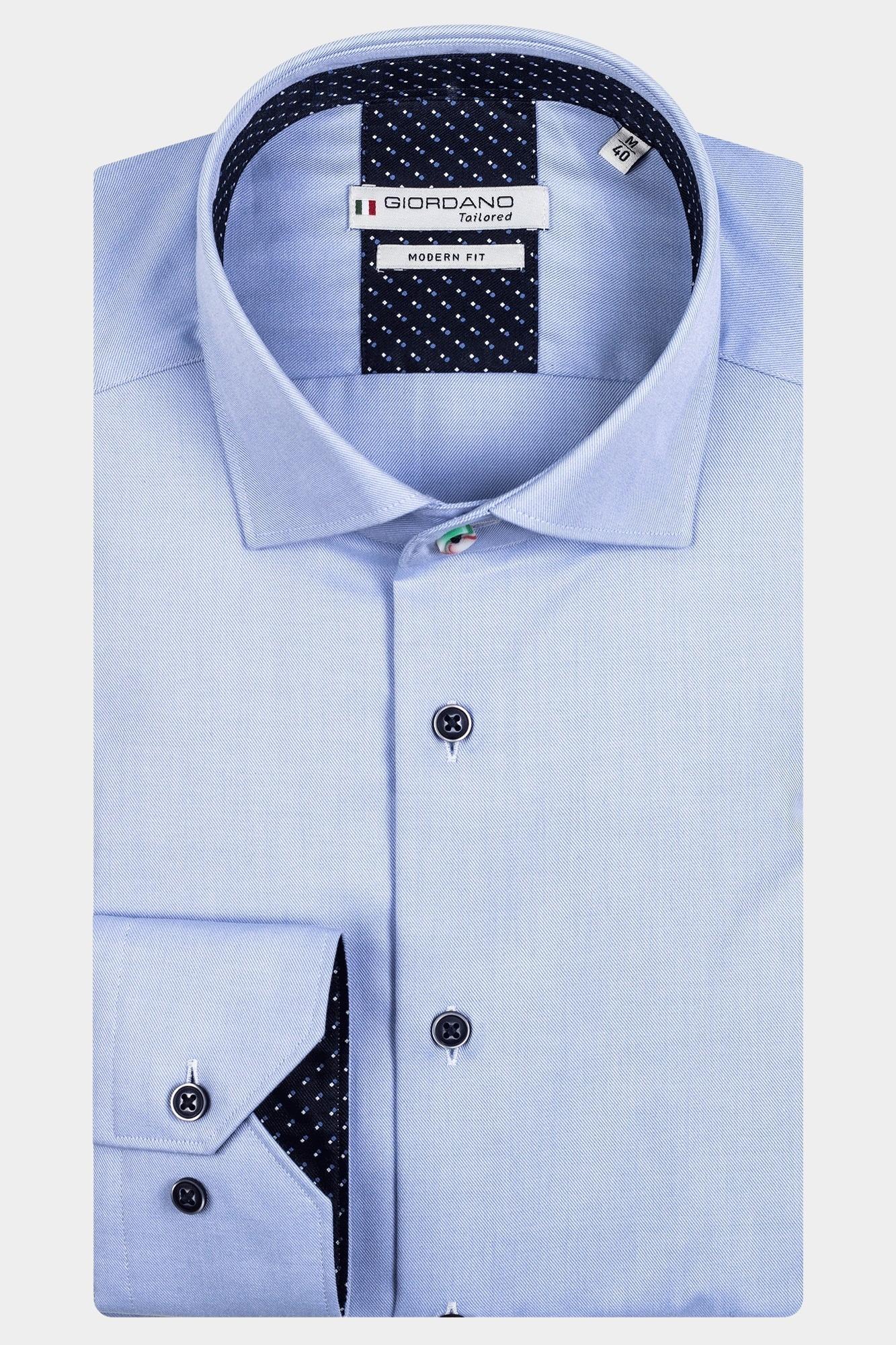 Giordano Casual hemd lange mouw Blauw Maggiore, LS Semi Cutaway Fin 327888/62