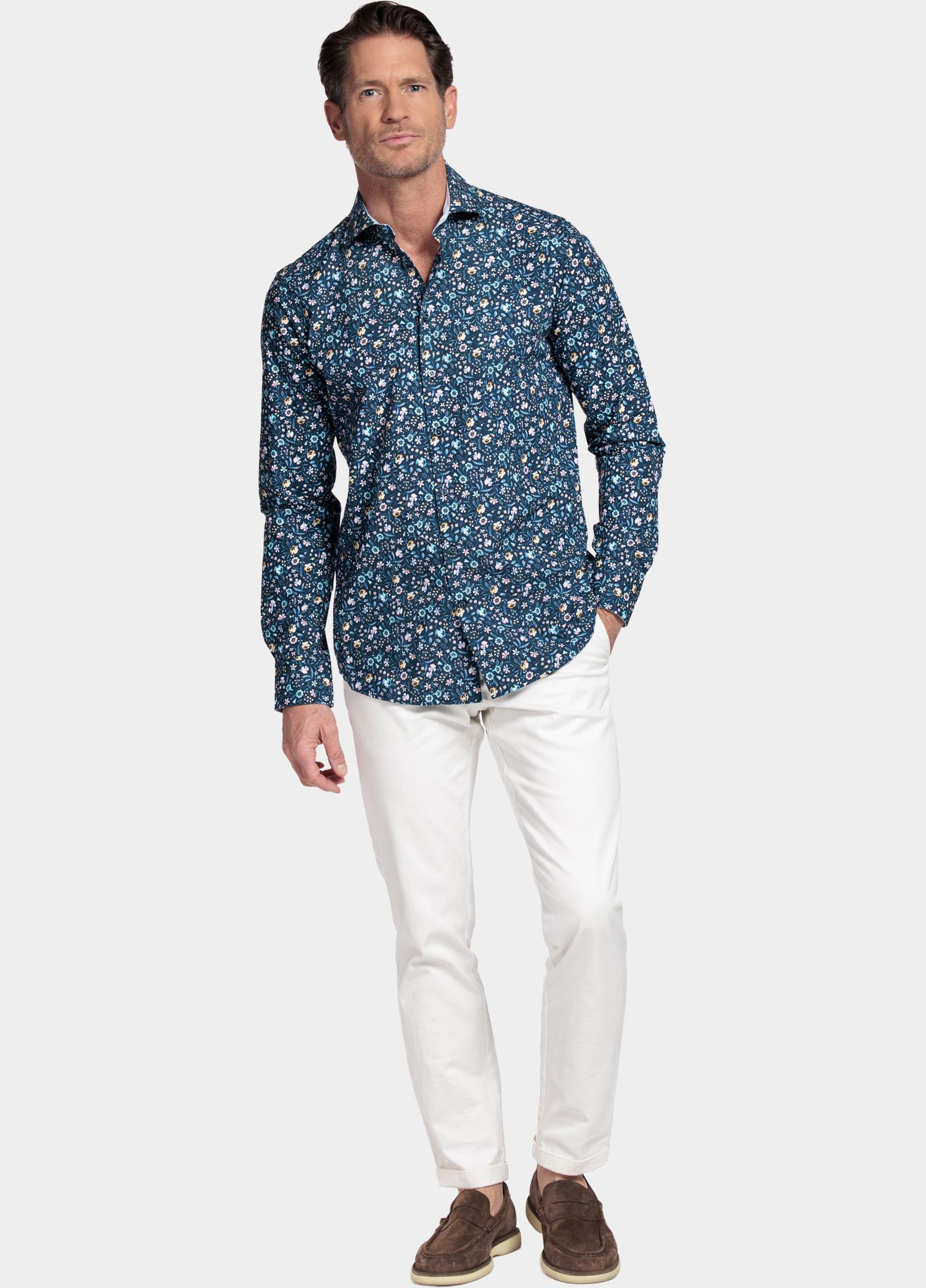 Giordano Overhemd heren Blauw Locarno Long Sleeve Semi Cuta 617892/60