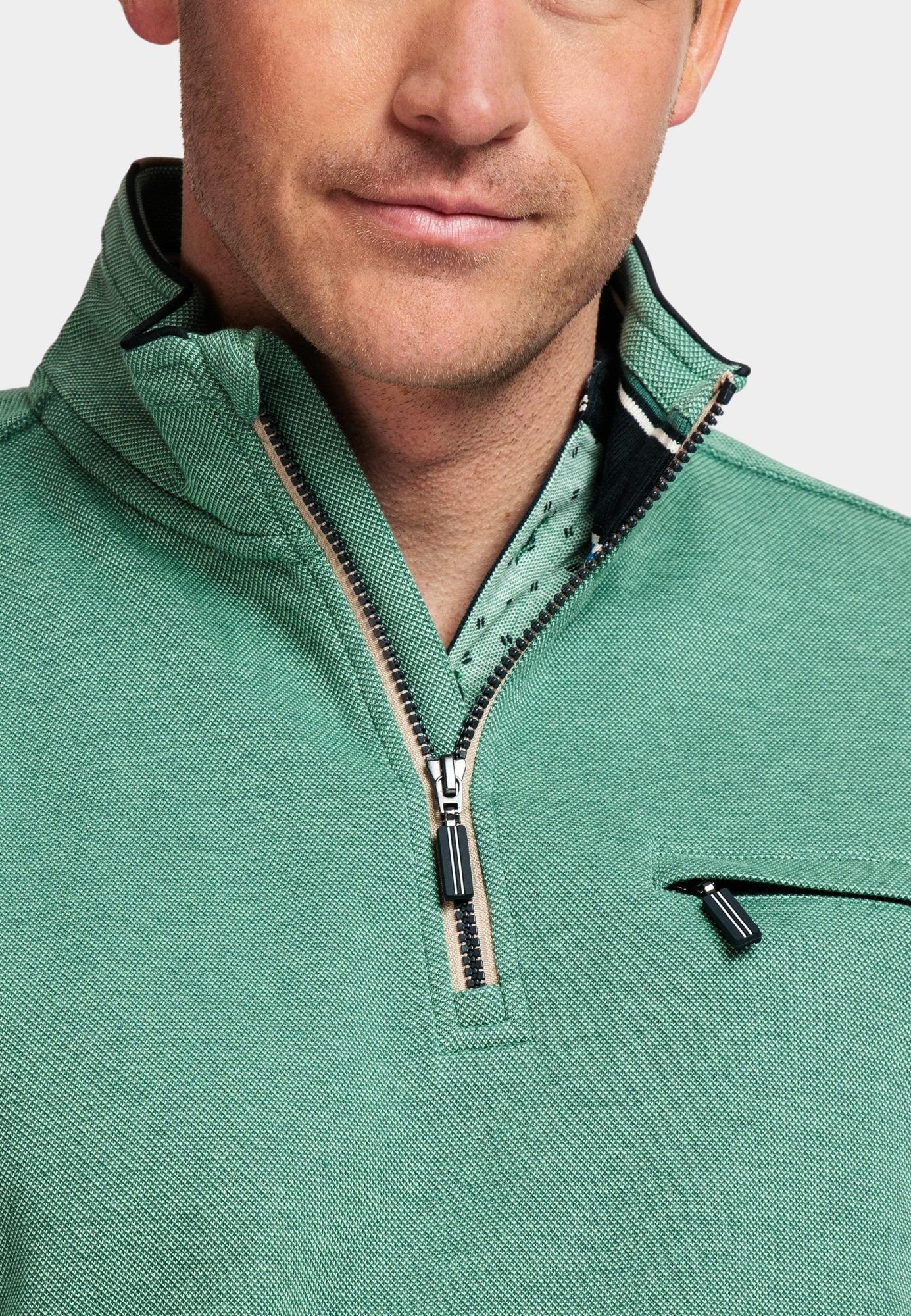 Baileys Sweater Groen Sweat Cardigan 1/2 zip 2-tone 413130/74