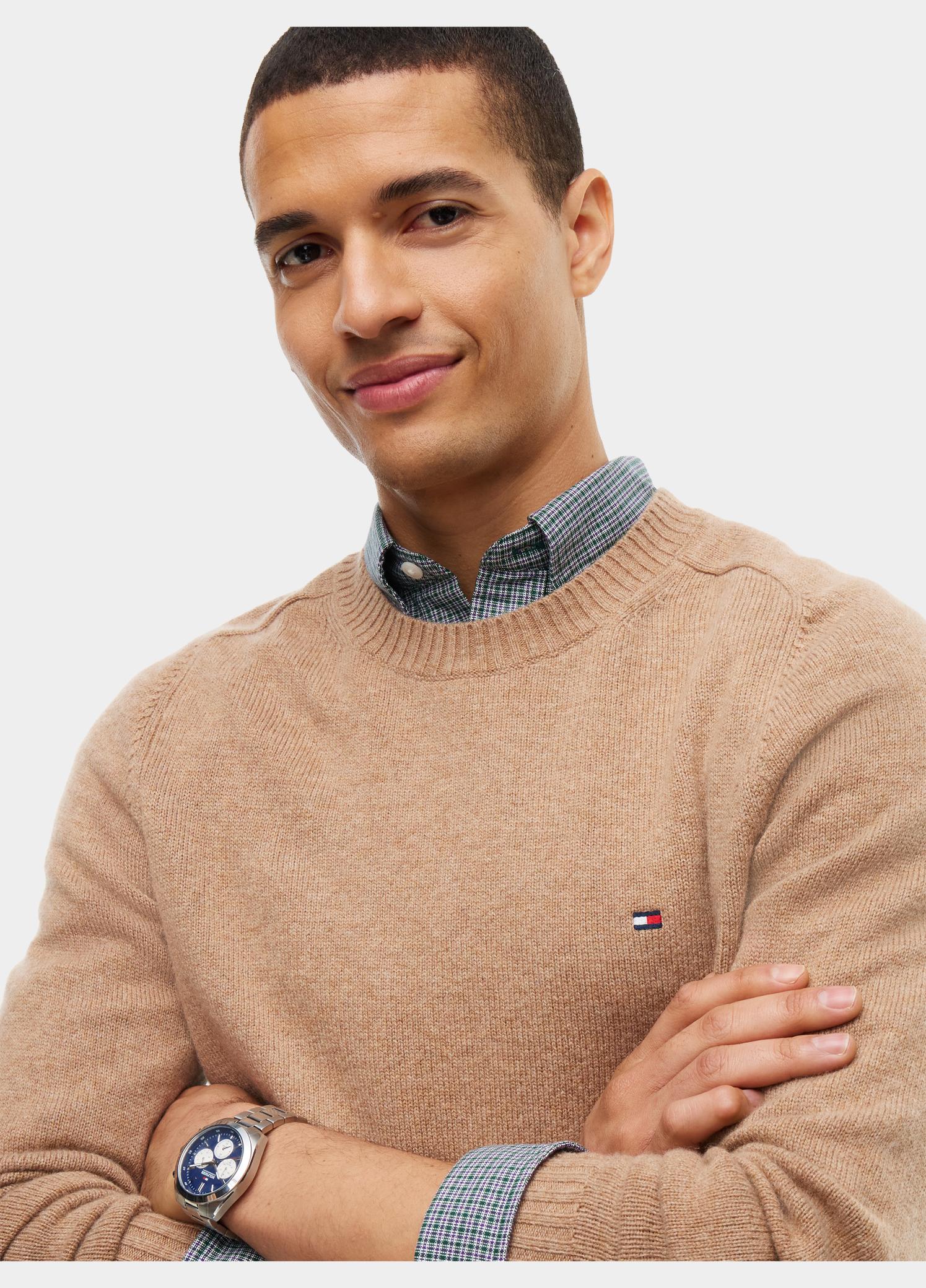 Tommy Hilfiger Pullover heren Bruin LAMBSWOOL CREW NECK MW0MW36535/RFG