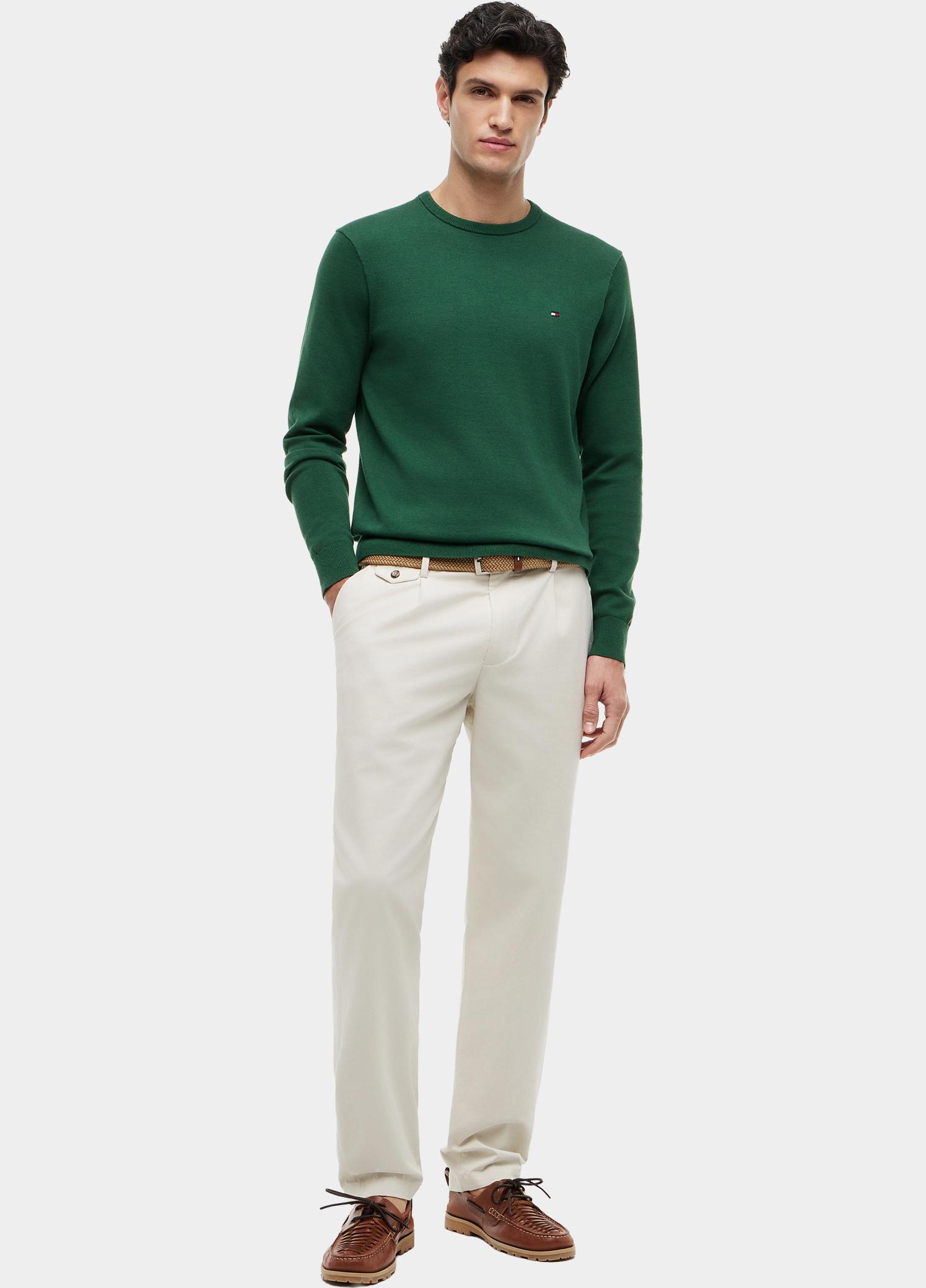 Tommy Hilfiger Pullover heren Groen Essential SSNL Cotton Crew Nec MW0MW39999/L2N