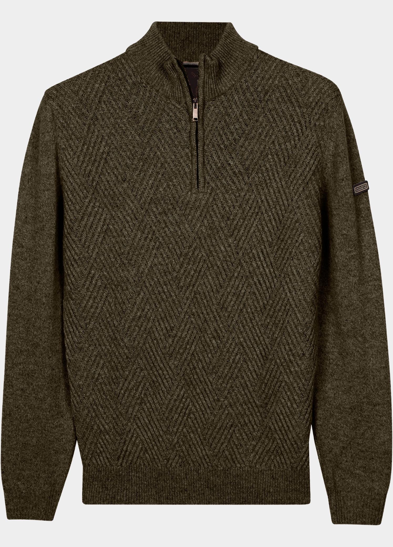 Baileys Half Zip Groen Front Body Structure Knit 628406/775