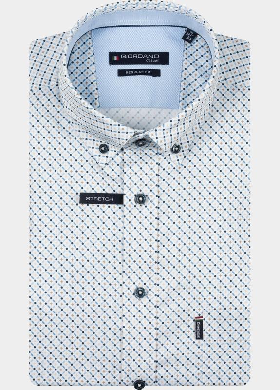 Giordano overhemd korte mouw heren Blauw League Short Sleeve Button Do 616017/60