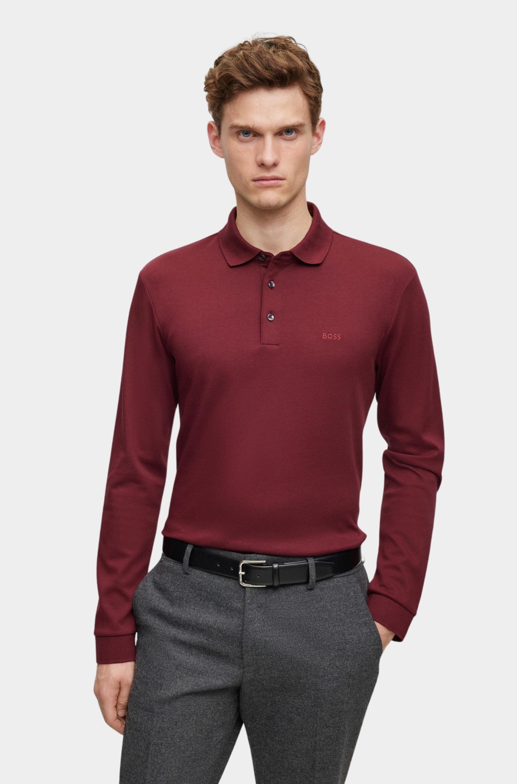 BOSS Black Polo lange mouw Rood Pado 30 10241542 01 50468392/602