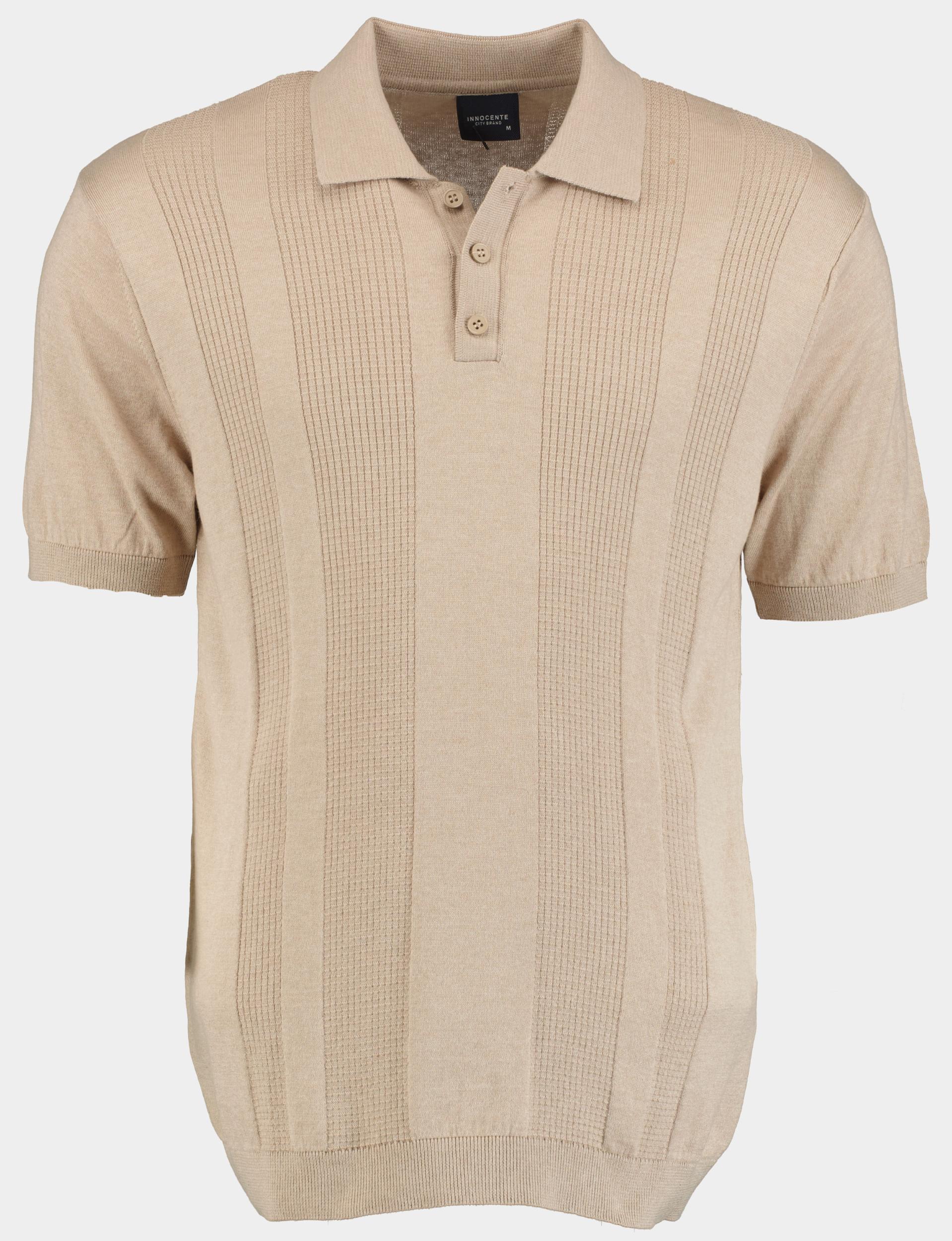 Bos Polo korte mouw Beige met ingebreid motief 315/8014