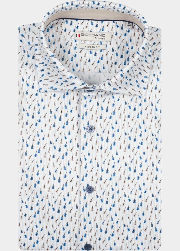 Giordano Overhemd heren Blauw Locarno Long Sleeve Semi Cuta 617882/60