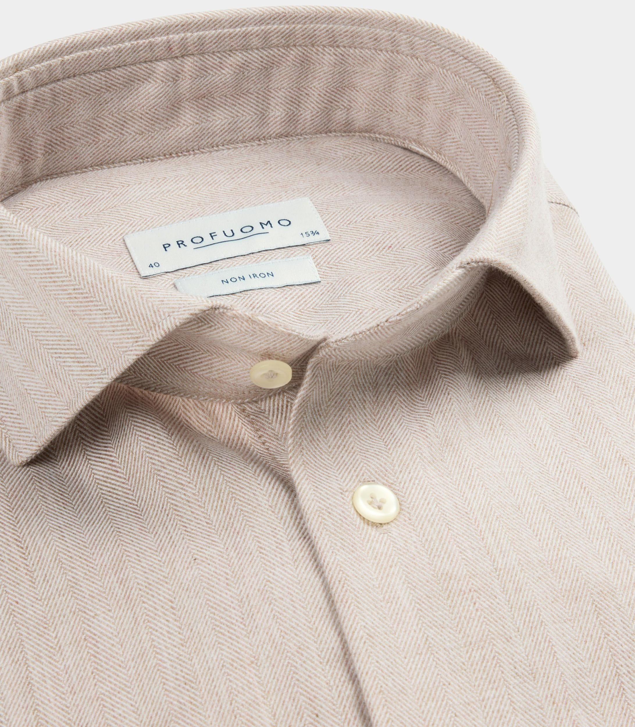 Profuomo Business hemd lange mouw Beige  PPWH30006/C