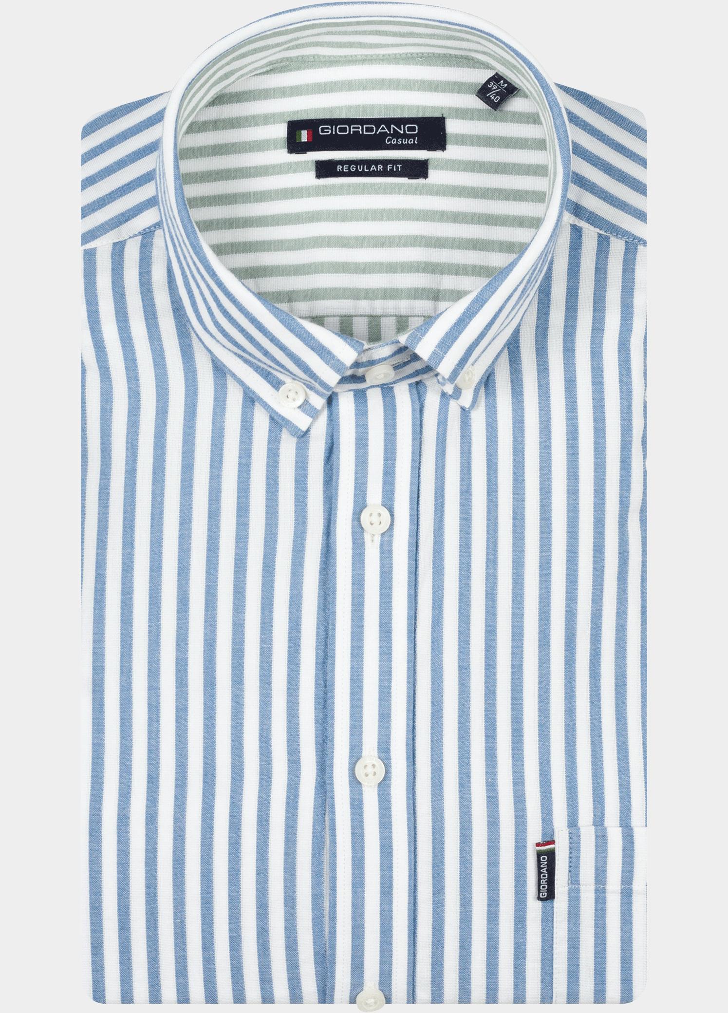 Giordano overhemd korte mouw heren Blauw Alfa Short Sleeve Button Down 616130/62