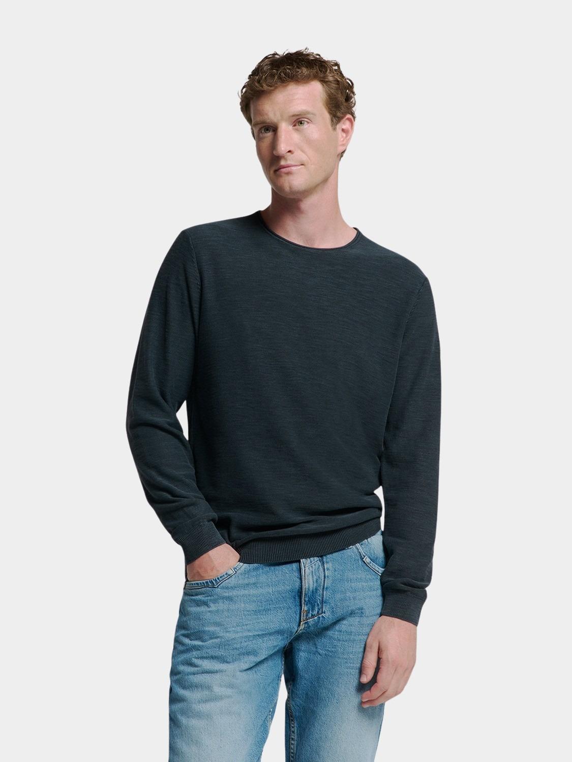 No Excess Pullover Blauw Pullover Crewneck Garment Dye N2101/078