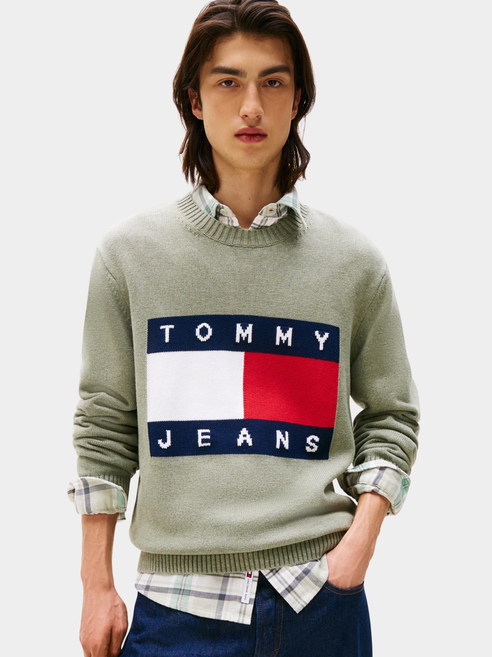 Tommy Jeans Pullover Groen TJM REG MELANGE FLAG SWEATER DM0DM22105/M1P