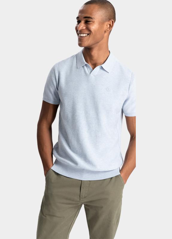 Dstrezzed Polo heren Blauw Polo s/s Melange Slub 420026-NOS/646