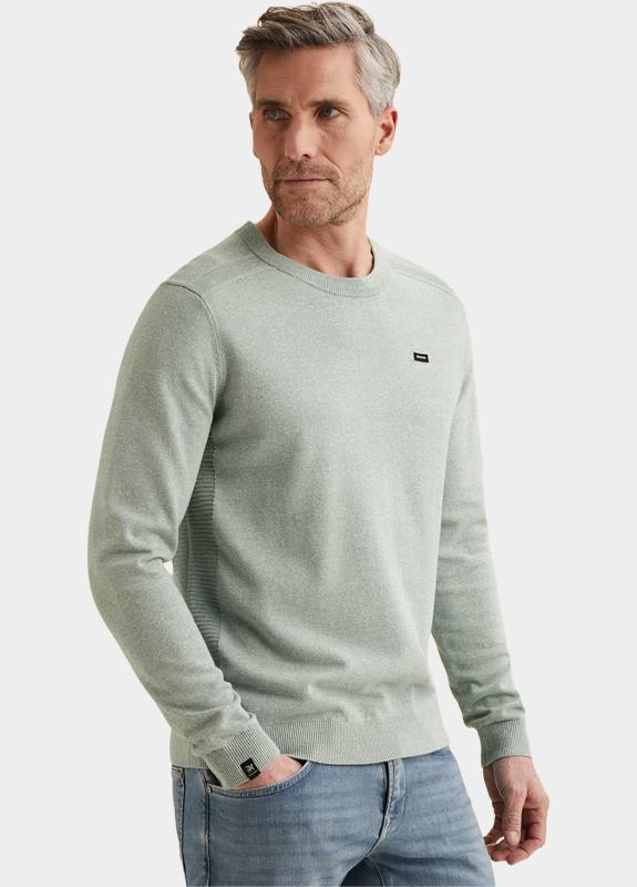 Vanguard Pullover Blauw Crewneck cotton linen blend VKW2602300/5144