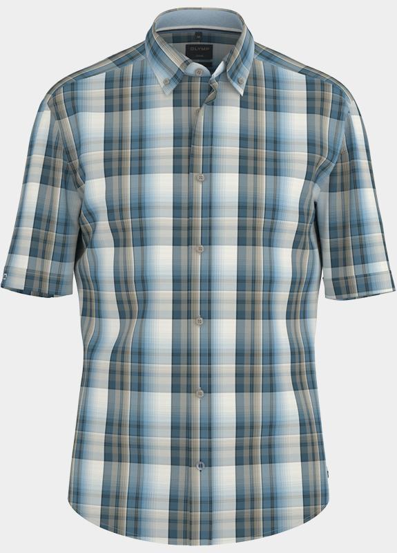Olymp overhemd korte mouw heren Blauw Casual 400612/18