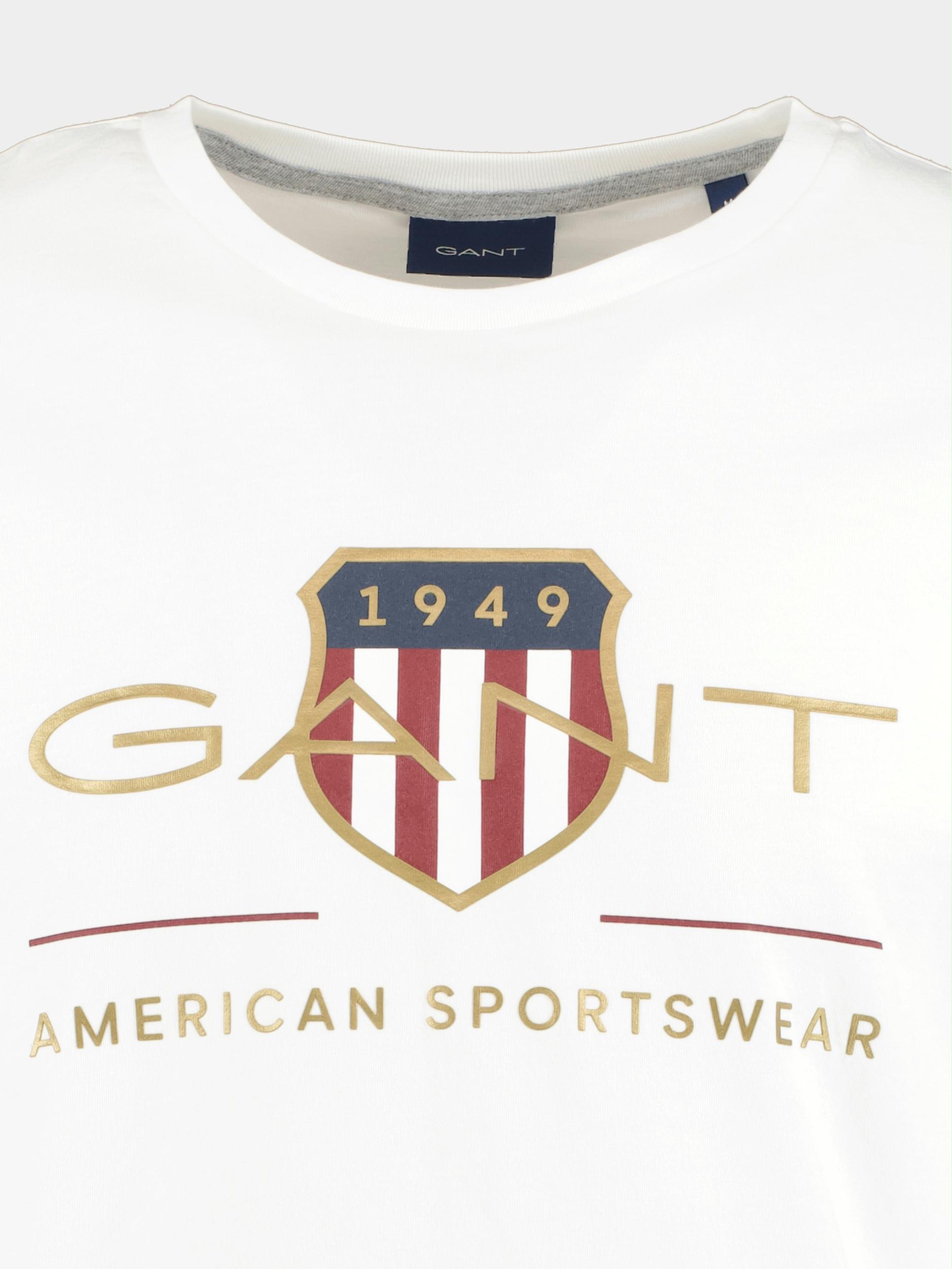 Gant T-shirt korte mouw Wit D2. archive shield SS T-shirt 2003099/110