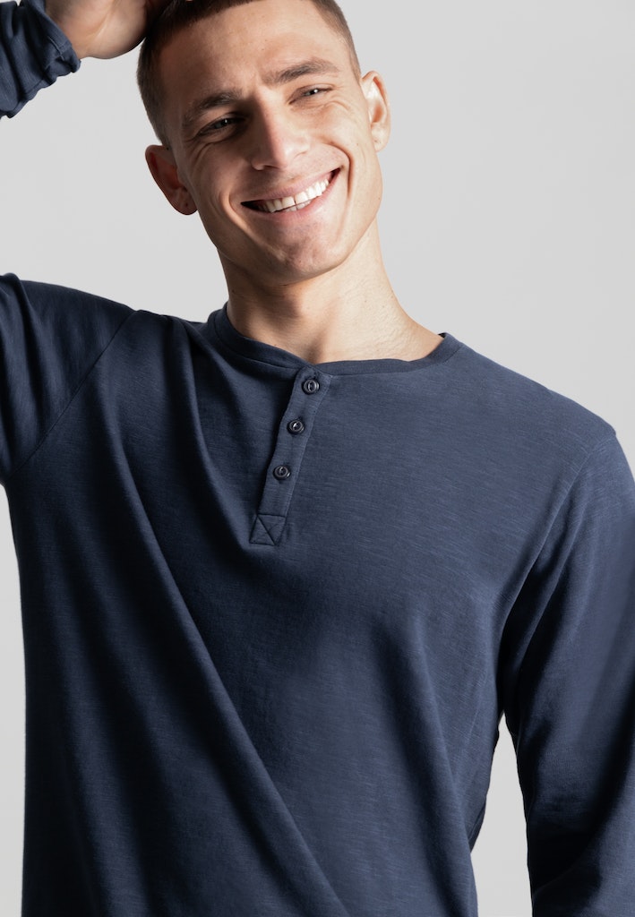 Dstrezzed T-shirt lange mouw Blauw DS_Newman Henley 220034/639