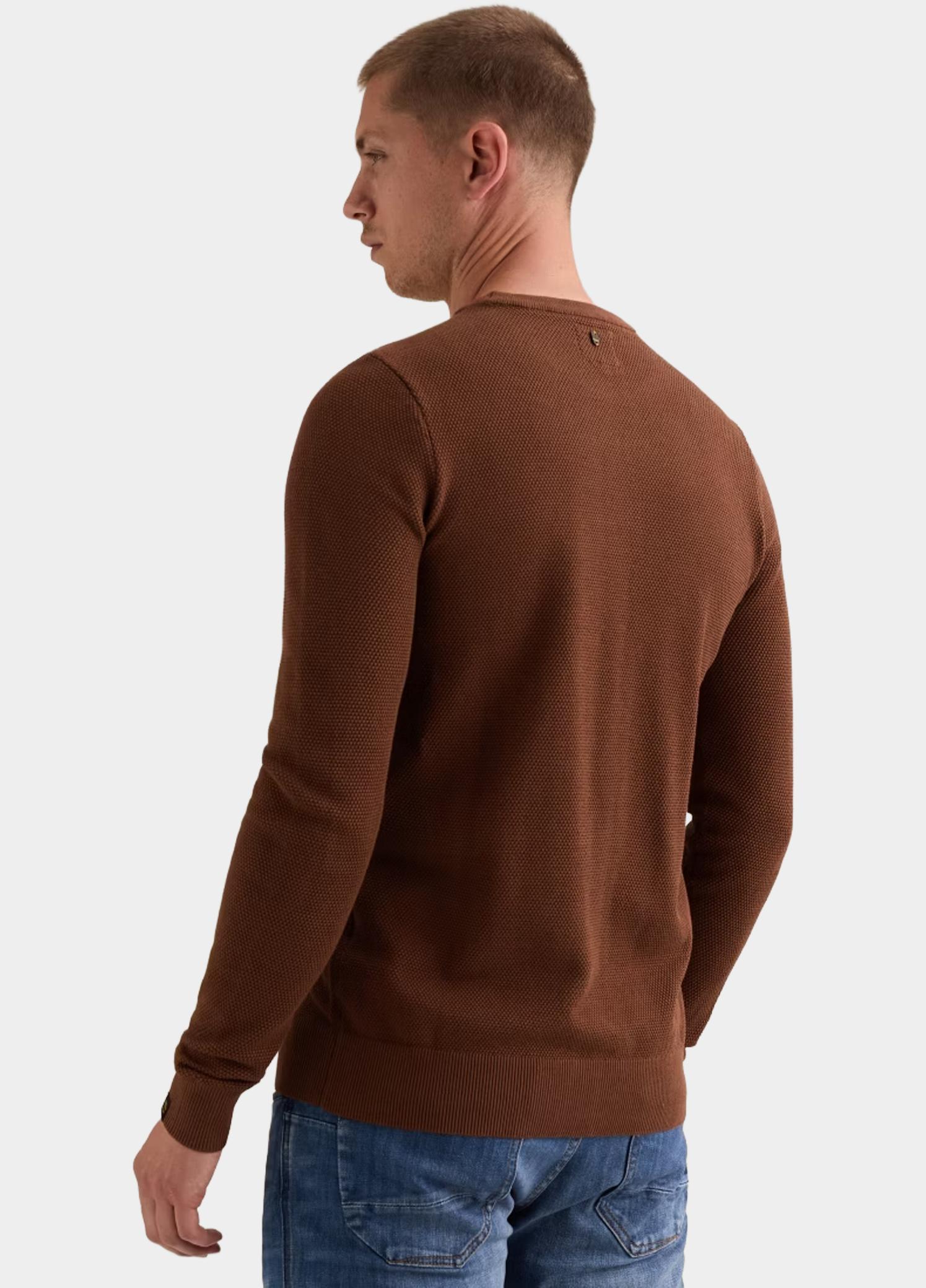 PME Legend Pullover heren Bruin R-neck cotton modal PKW2608324/8178