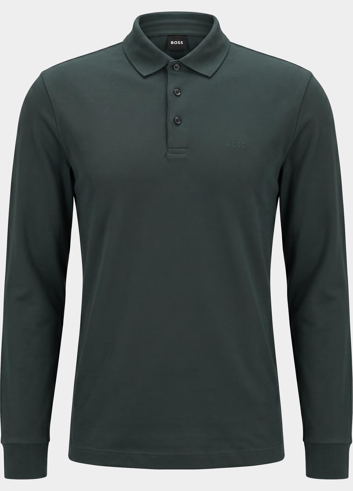 BOSS Black Polo lange mouwen heren Groen Pado 30 10241542 01 50468392/348