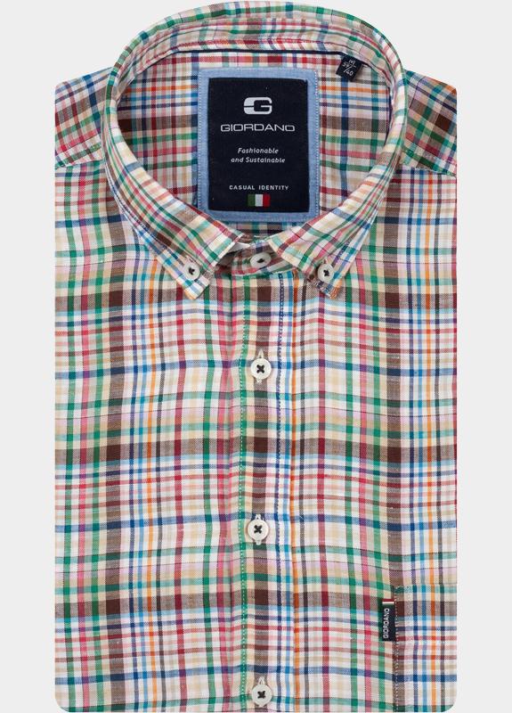 Giordano overhemd korte mouw heren Rood Marlon Short Sleeve Button Do 616307/30