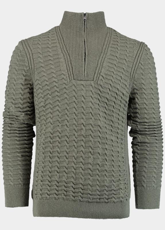 Cast Iron Half Zip Grijs Half zip collar cotton boucle CKW2510354/6513