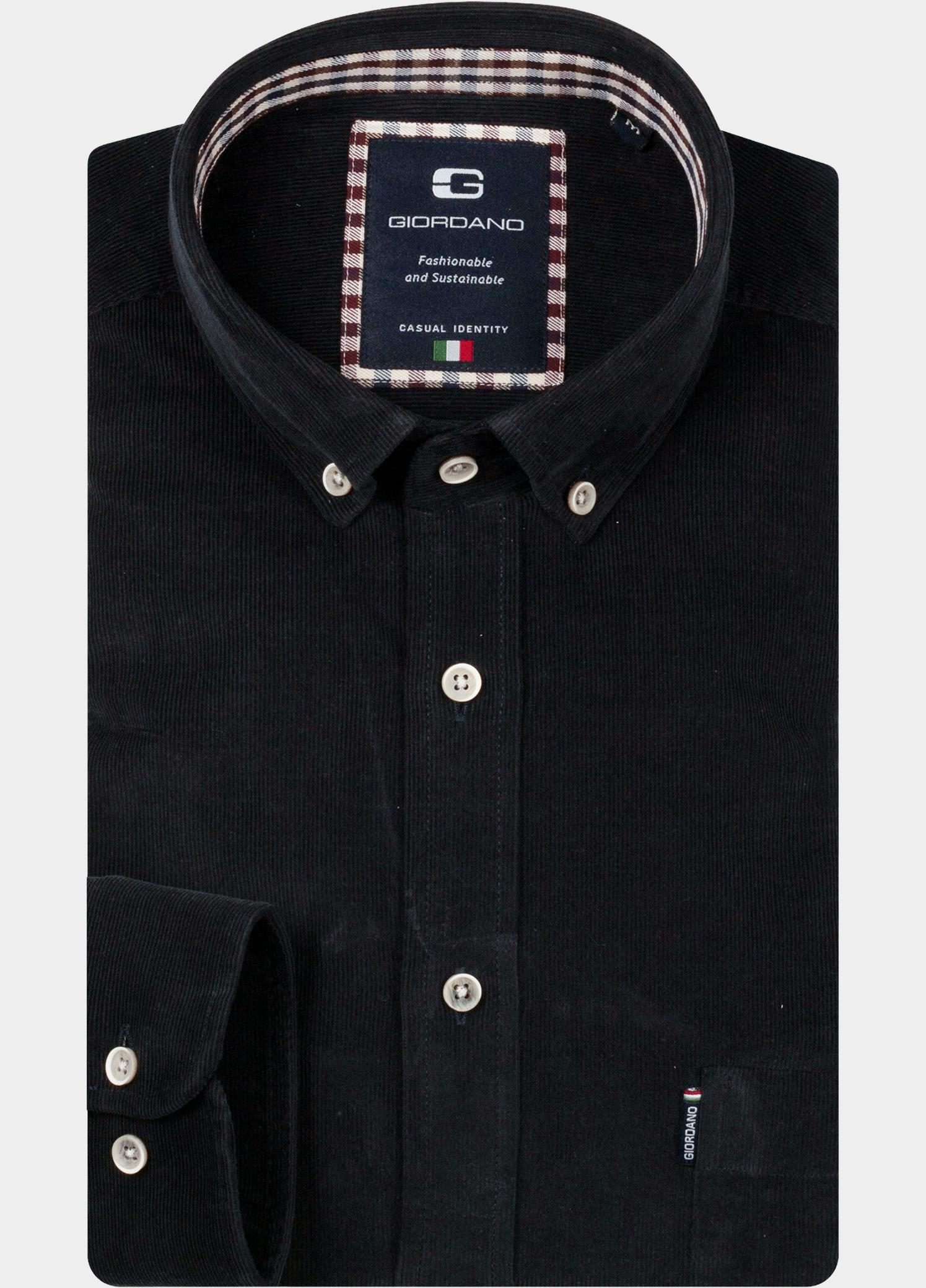 Giordano Overhemd heren Blauw Dino Babycord and check 627007/60