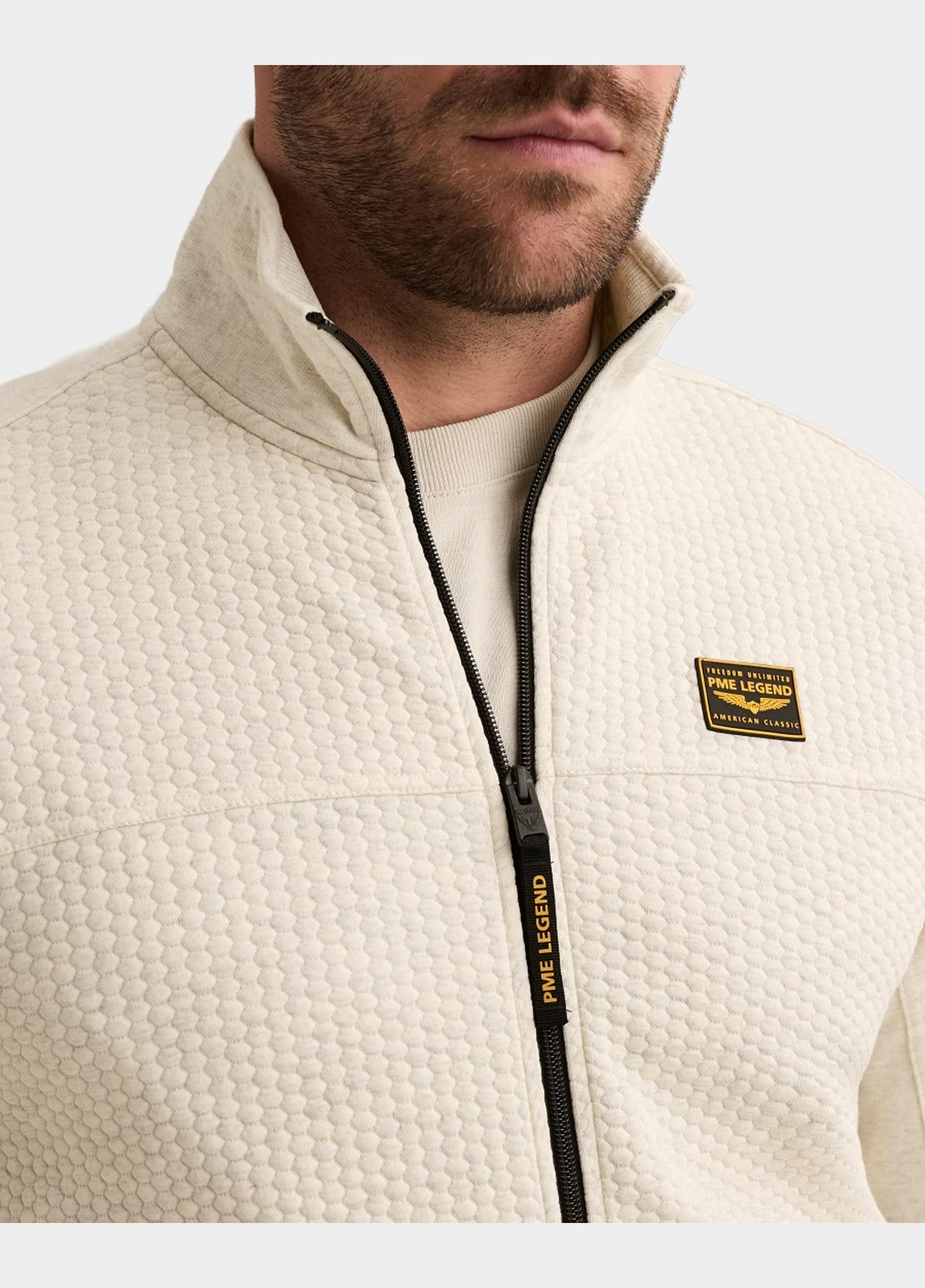 PME Legend Vest heren Beige Zip jacket jacquard interlock PSW2608436/910