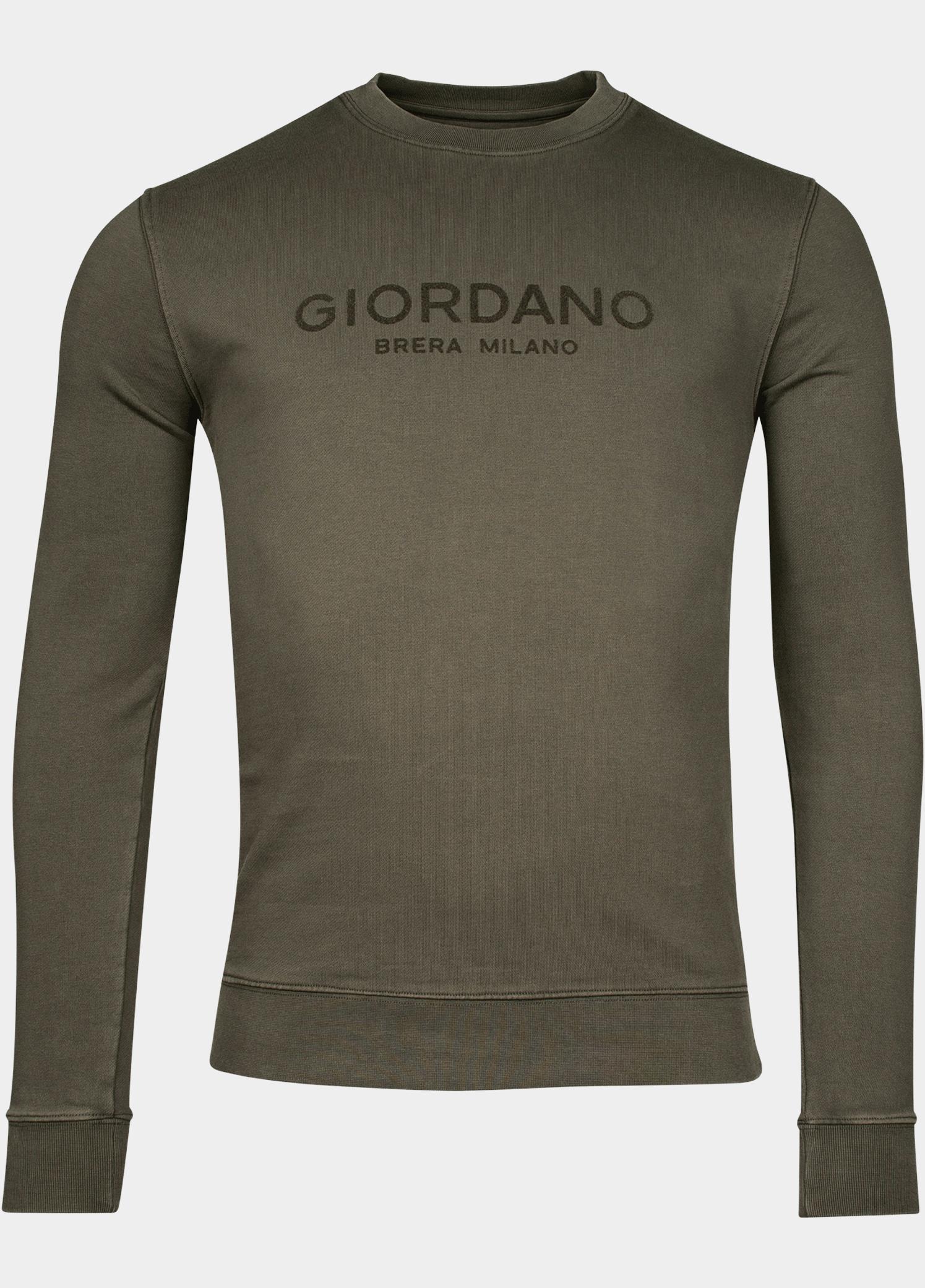 Giordano Pullover heren Groen Francesco Logo Carrier Crewnec 423803/70