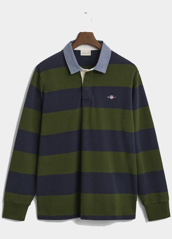 Gant Polo lange mouw Groen REG CHAMBRAY STRIPE HEAVY RUG 2004083/360