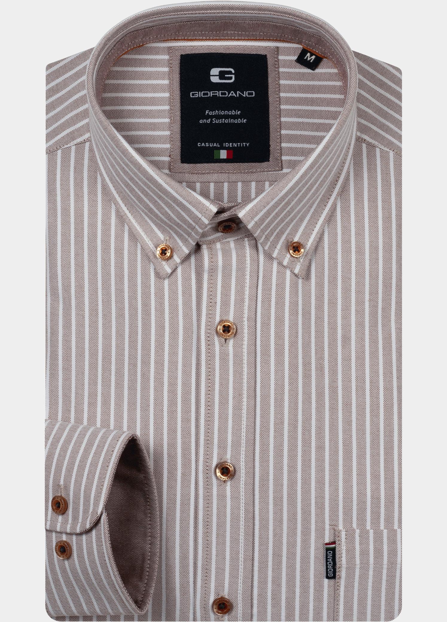 Giordano Overhemd heren Bruin Dino Oford fine stripe 627110/80