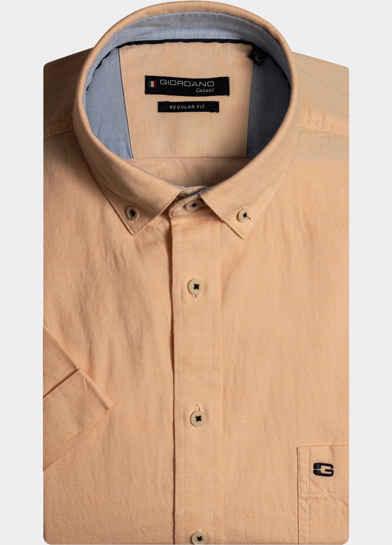 Giordano overhemd korte mouw heren Roze League, SS Button Down Solid 416001/25
