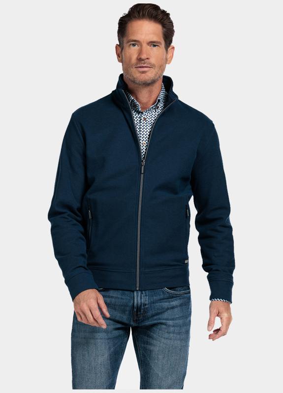 Baileys Vest Blauw Sweat Cardigan Zip  Jacquard 522256/67