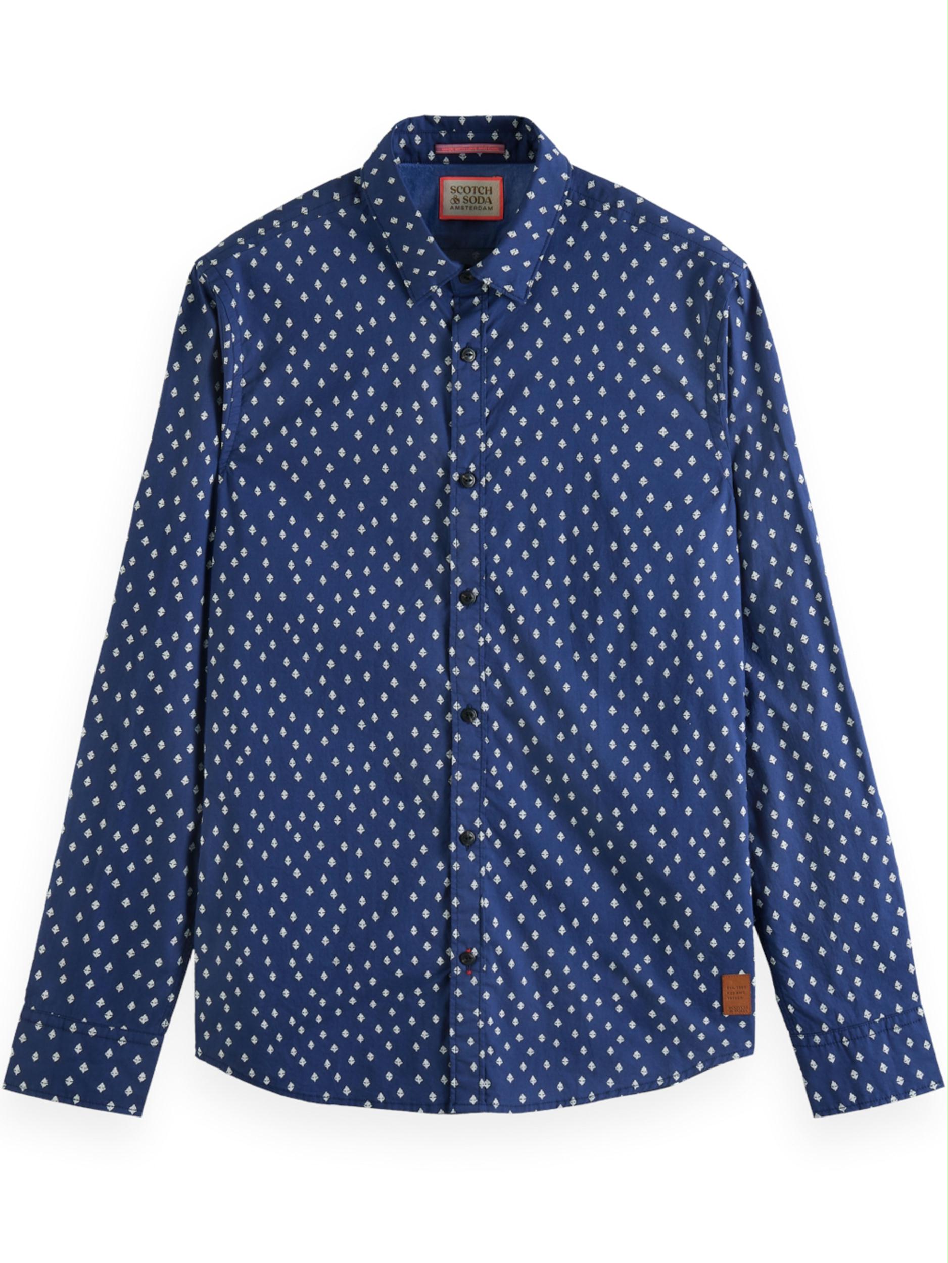 Scotch Soda Casual hemd lange mouw Multi Slim Fit allover printed popli 169714 0222